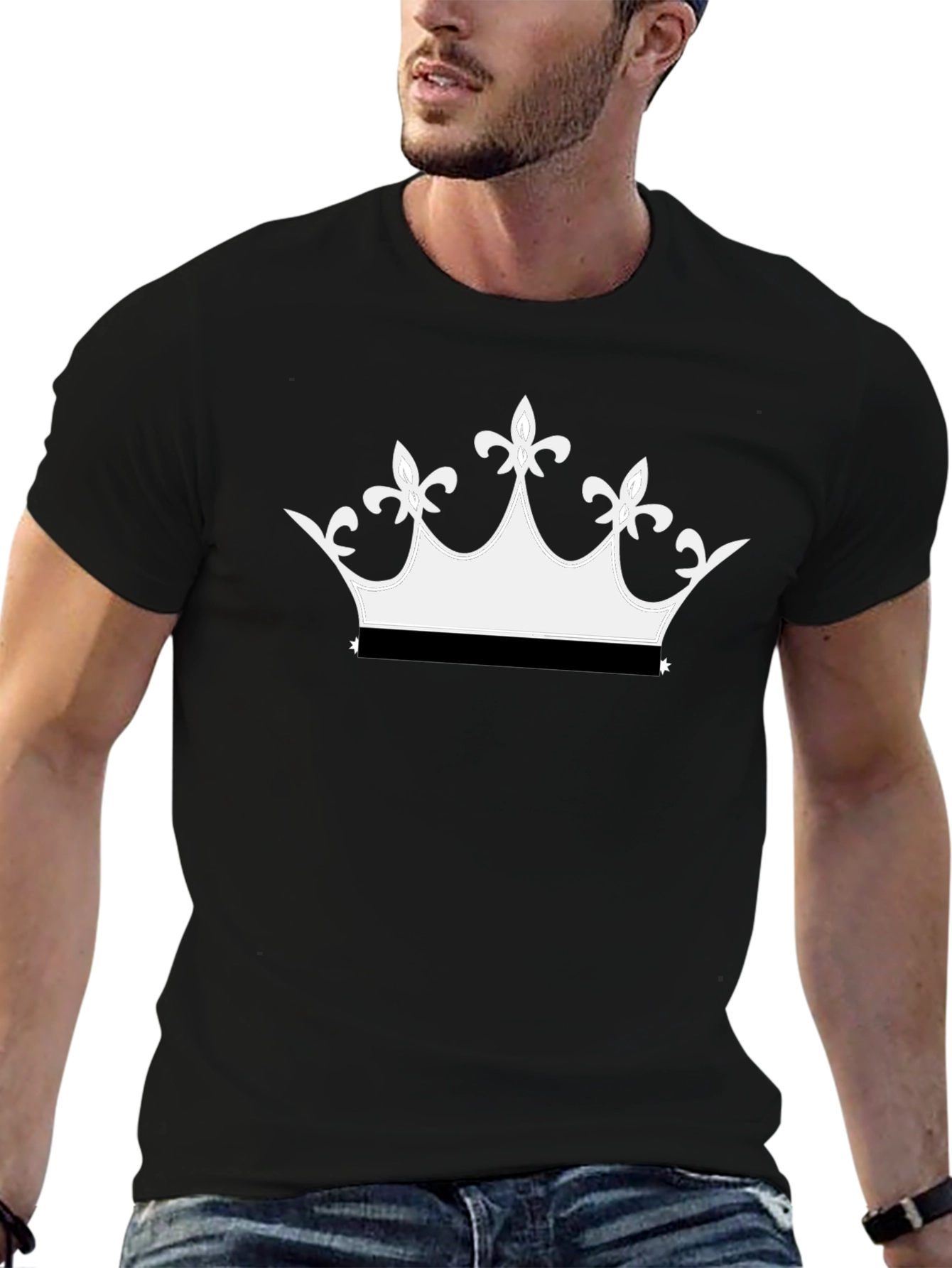 Black T-Shirt with Crown Graphic