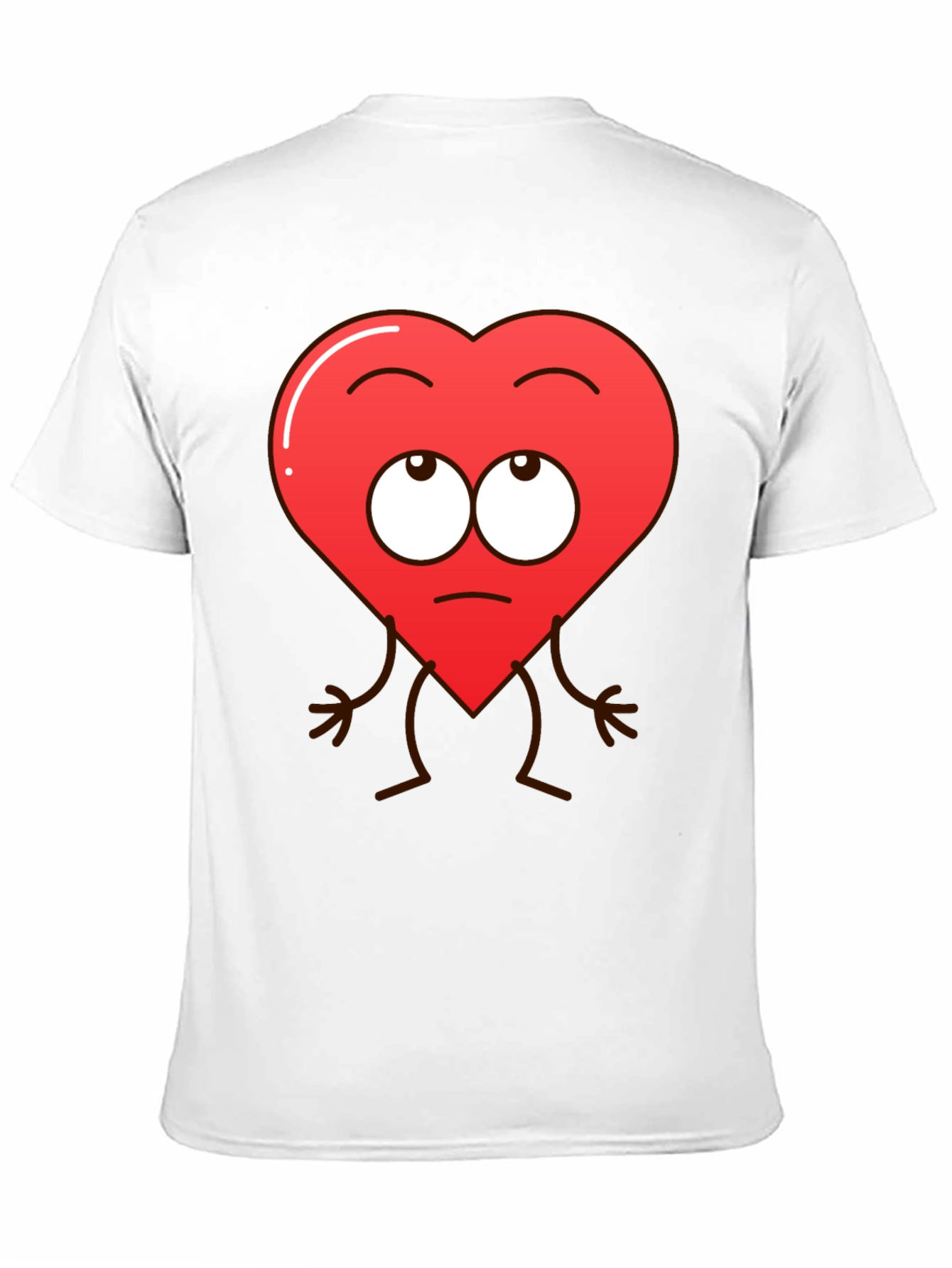 Funny Heart Character Graphic T-Shirt - Black