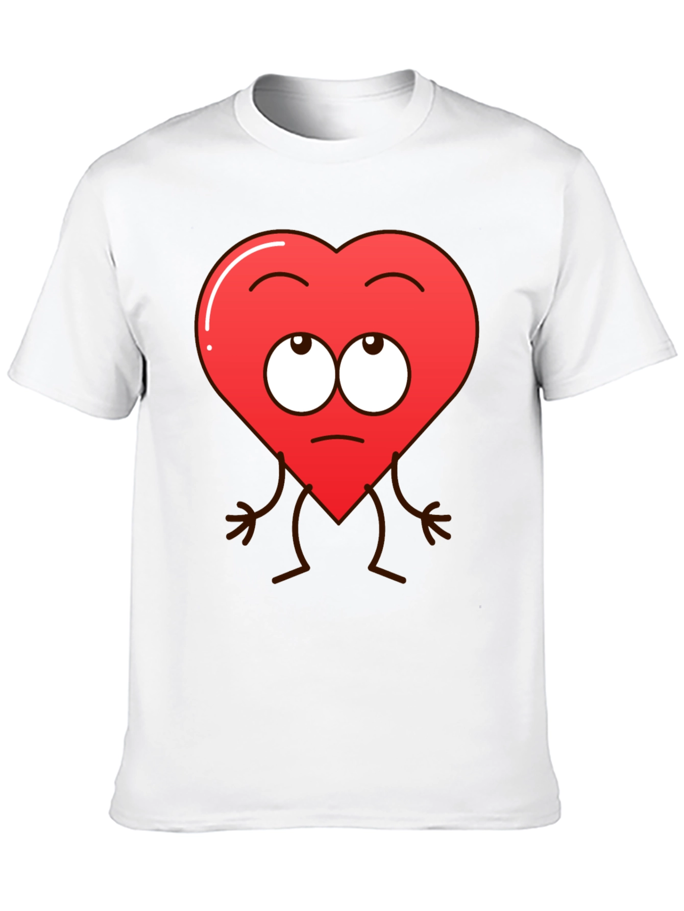 Funny Heart Character Graphic T-Shirt - Black