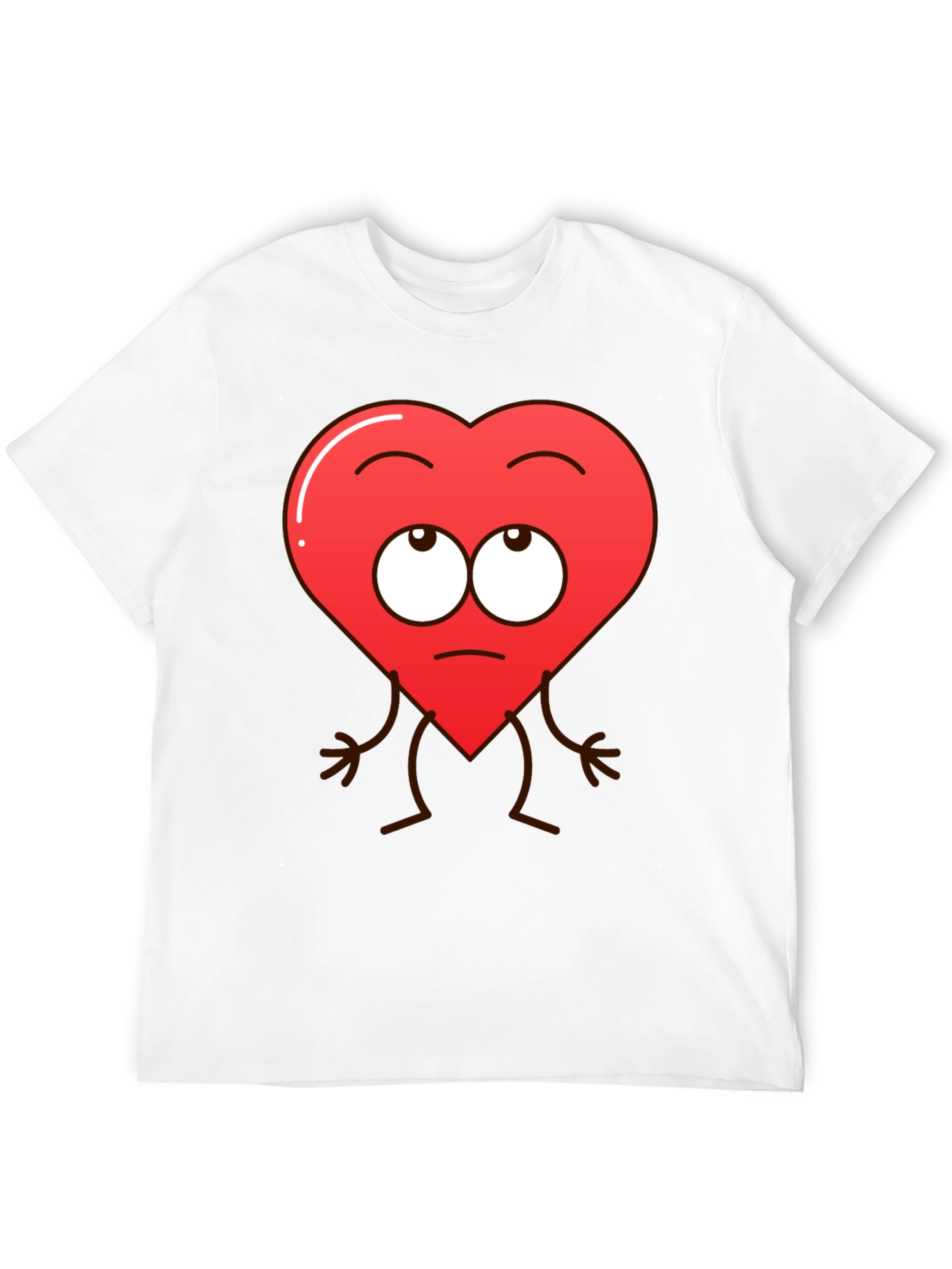 Funny Heart Character Graphic T-Shirt - Black
