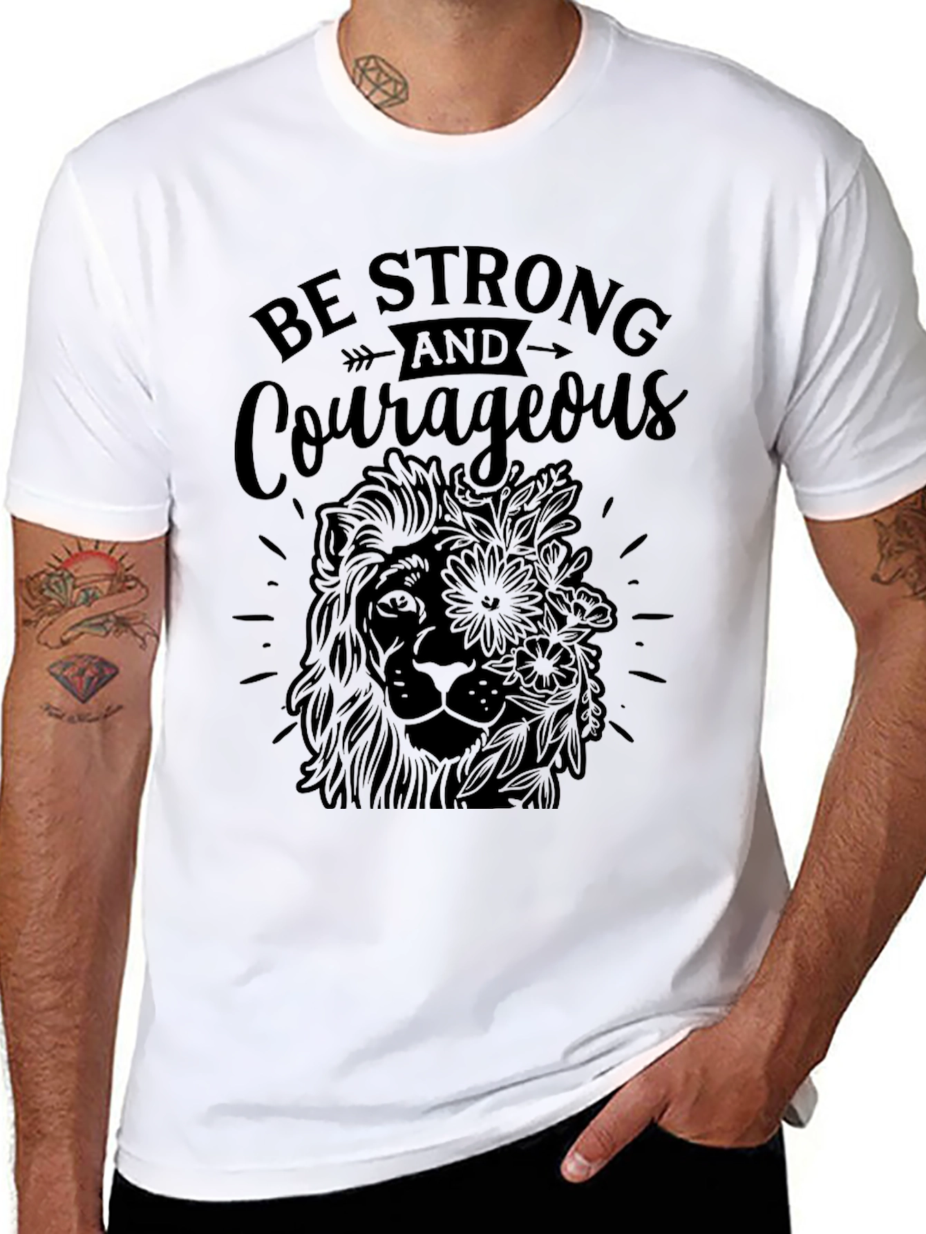 Strong & Courageous Lion Graphic Tee