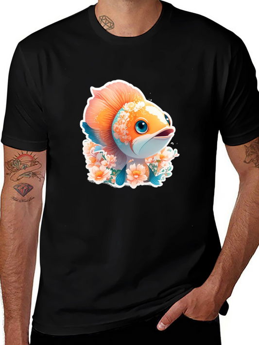 Cute Fish Floral Graphic Tee - Unique Design