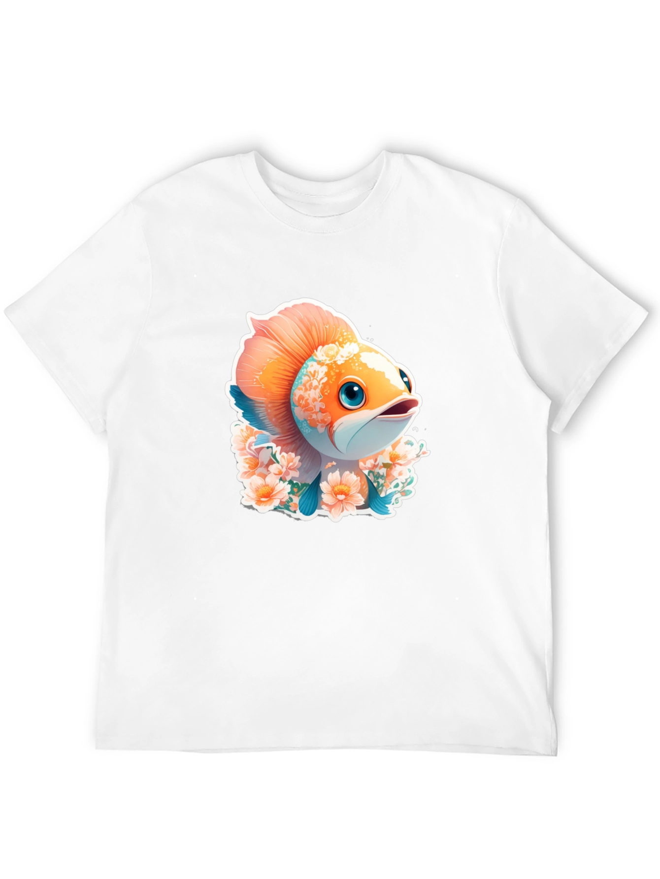Cute Fish Floral Graphic Tee - Unique Design