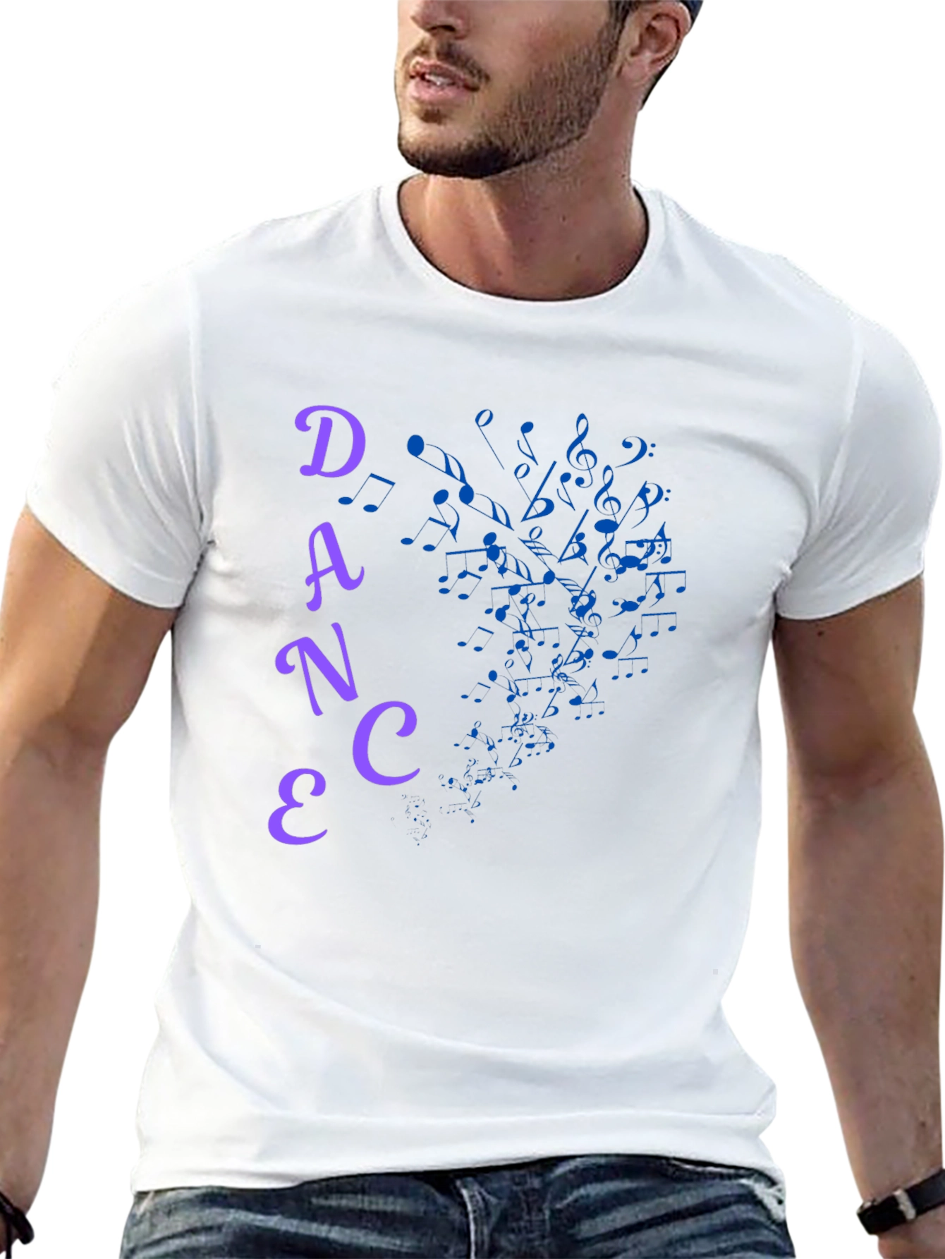 Dance Music Notes Graphic Tee - Black