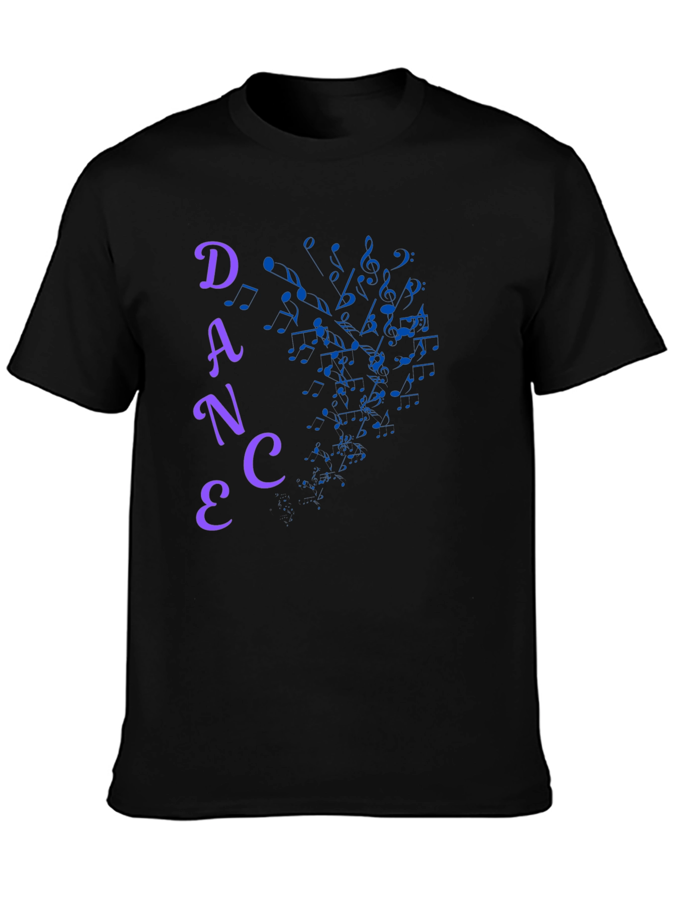 Dance Music Notes Graphic Tee - Black