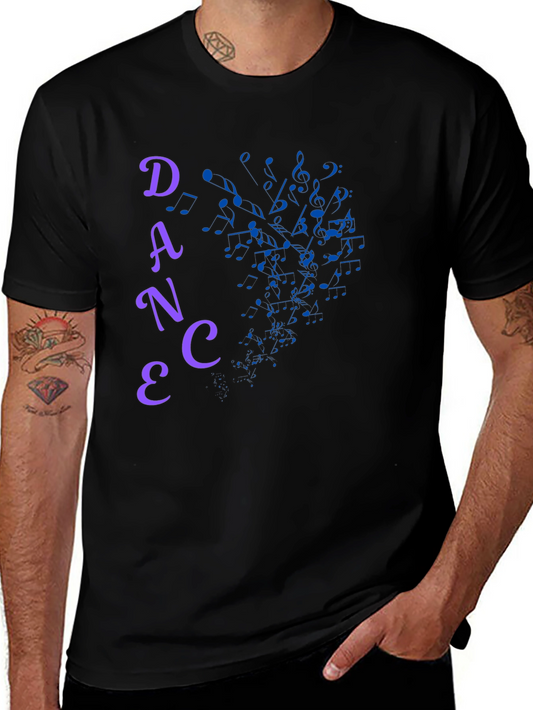 Dance Music Notes Graphic Tee - Black
