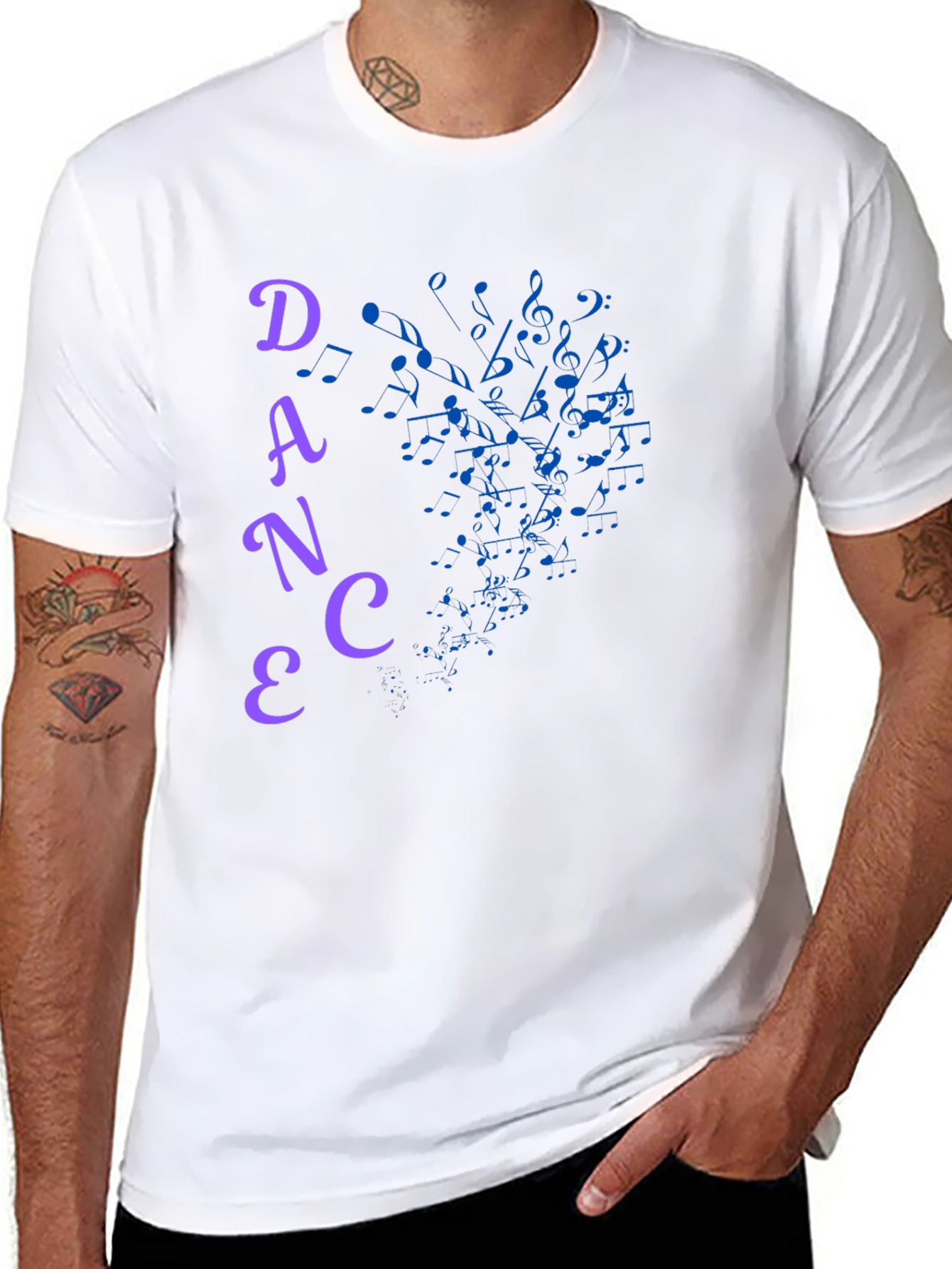 Dance Music Notes Graphic Tee - Black