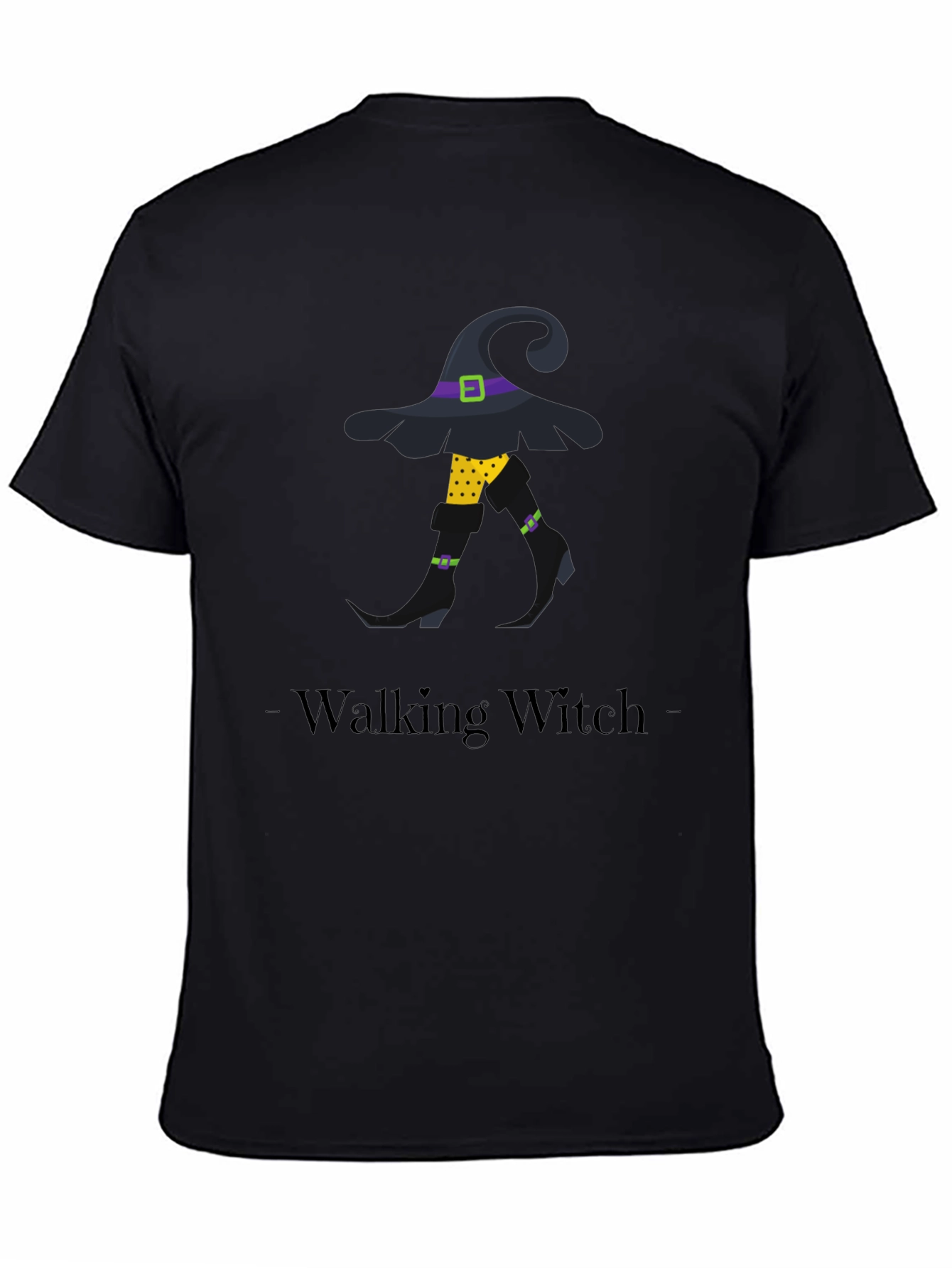 Walking Witch Graphic Tee - Halloween Novelty Shirt