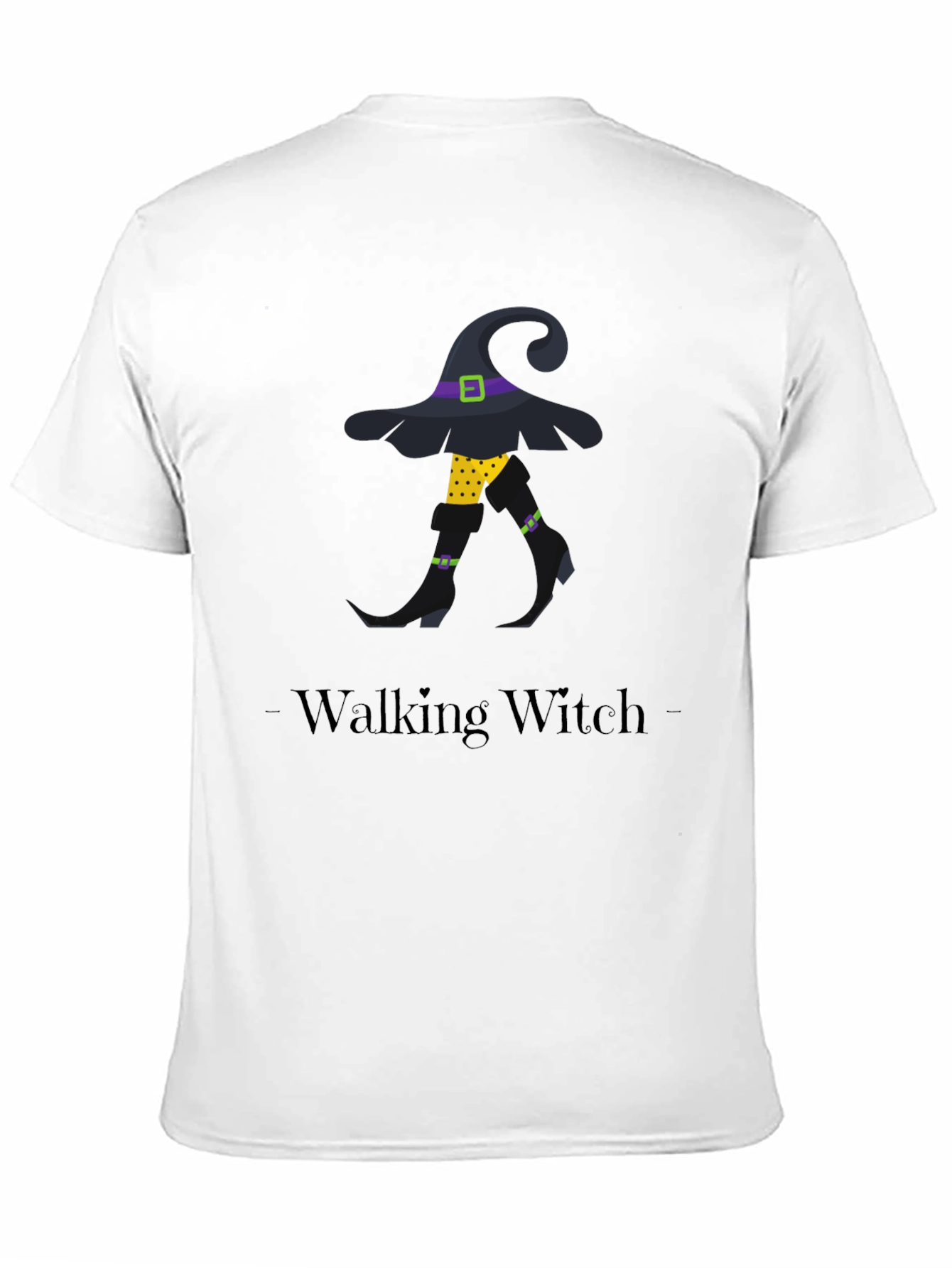 Walking Witch Graphic Tee - Halloween Novelty Shirt