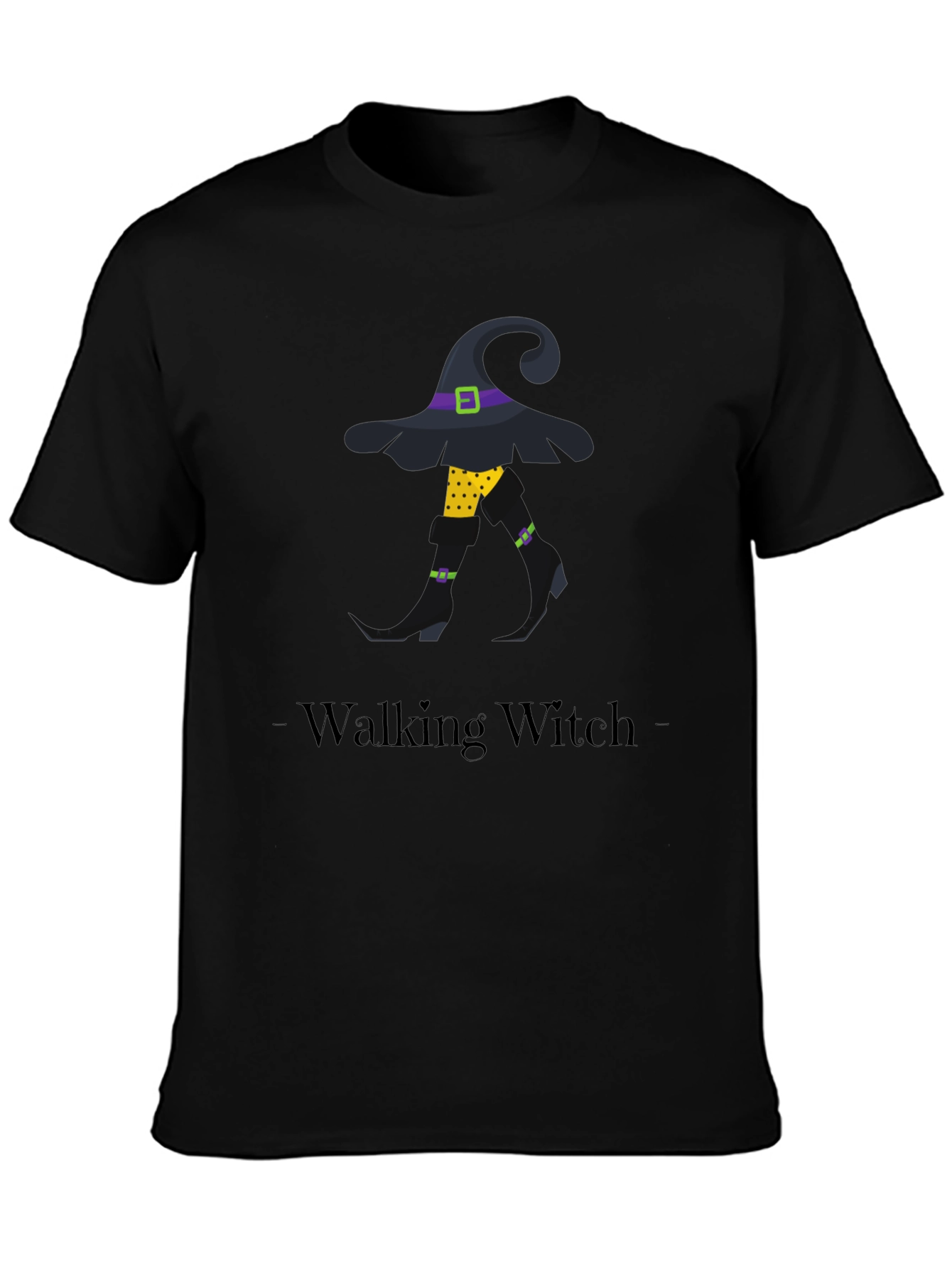 Walking Witch Graphic Tee - Halloween Novelty Shirt
