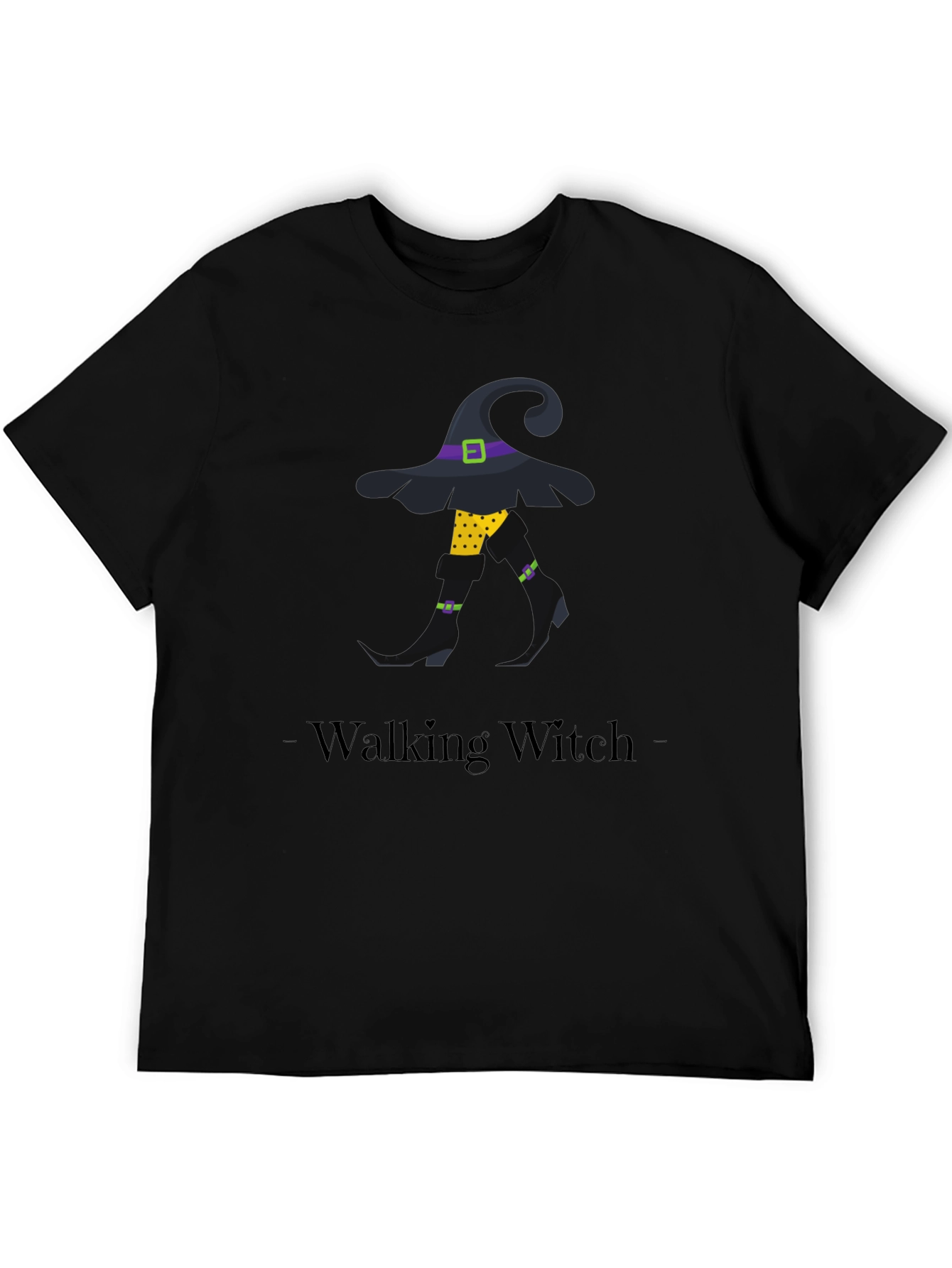 Walking Witch Graphic Tee - Halloween Novelty Shirt