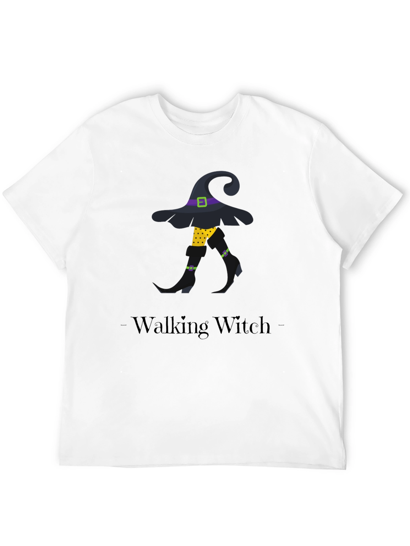 Walking Witch Graphic Tee - Halloween Novelty Shirt
