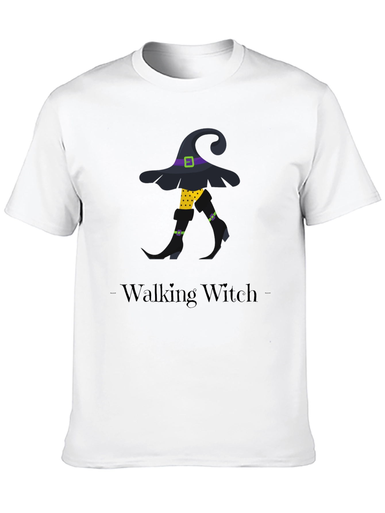Walking Witch Graphic Tee - Halloween Novelty Shirt