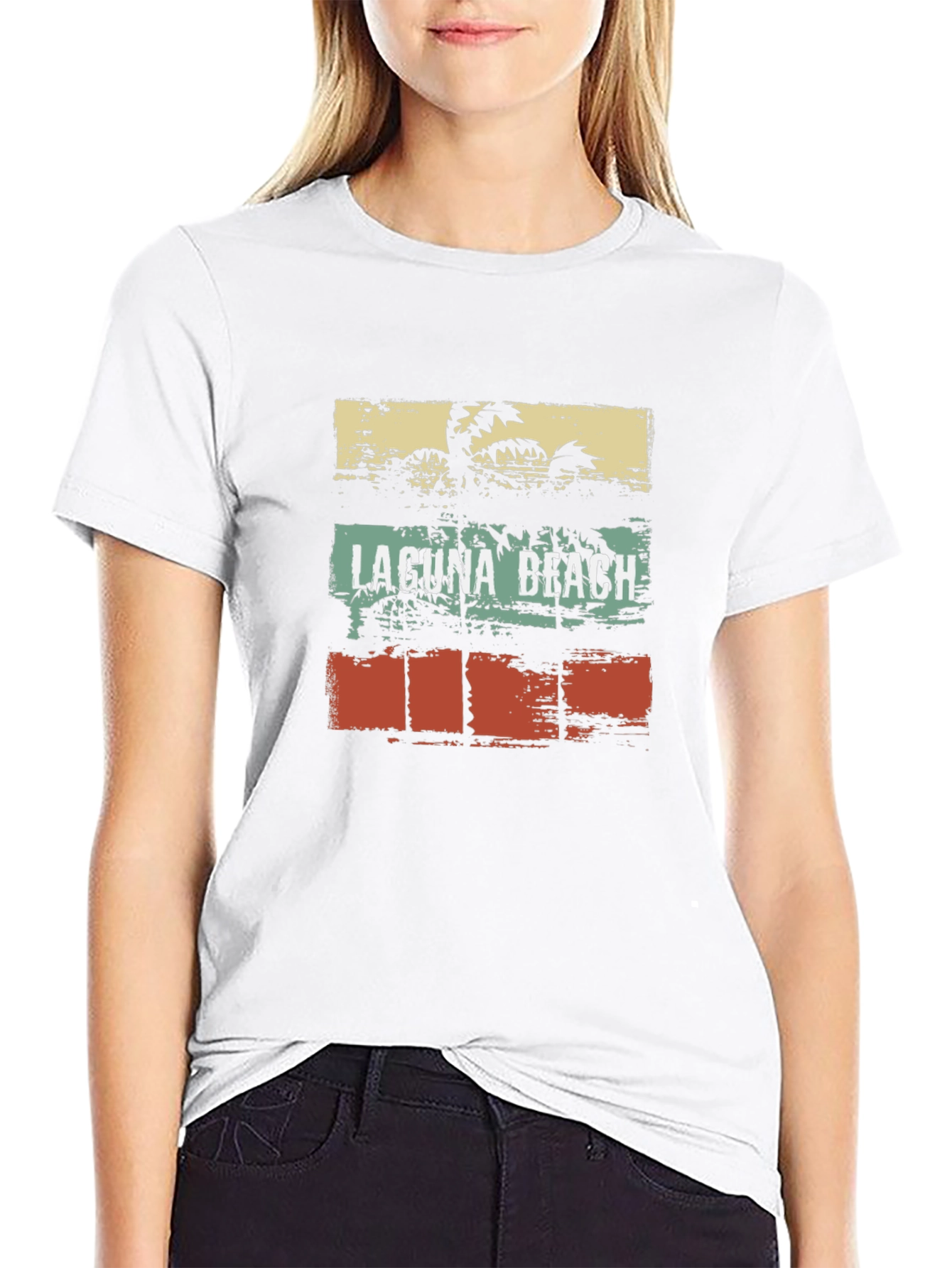 Laguna Beach Graphic T-Shirt Palm Tree Design