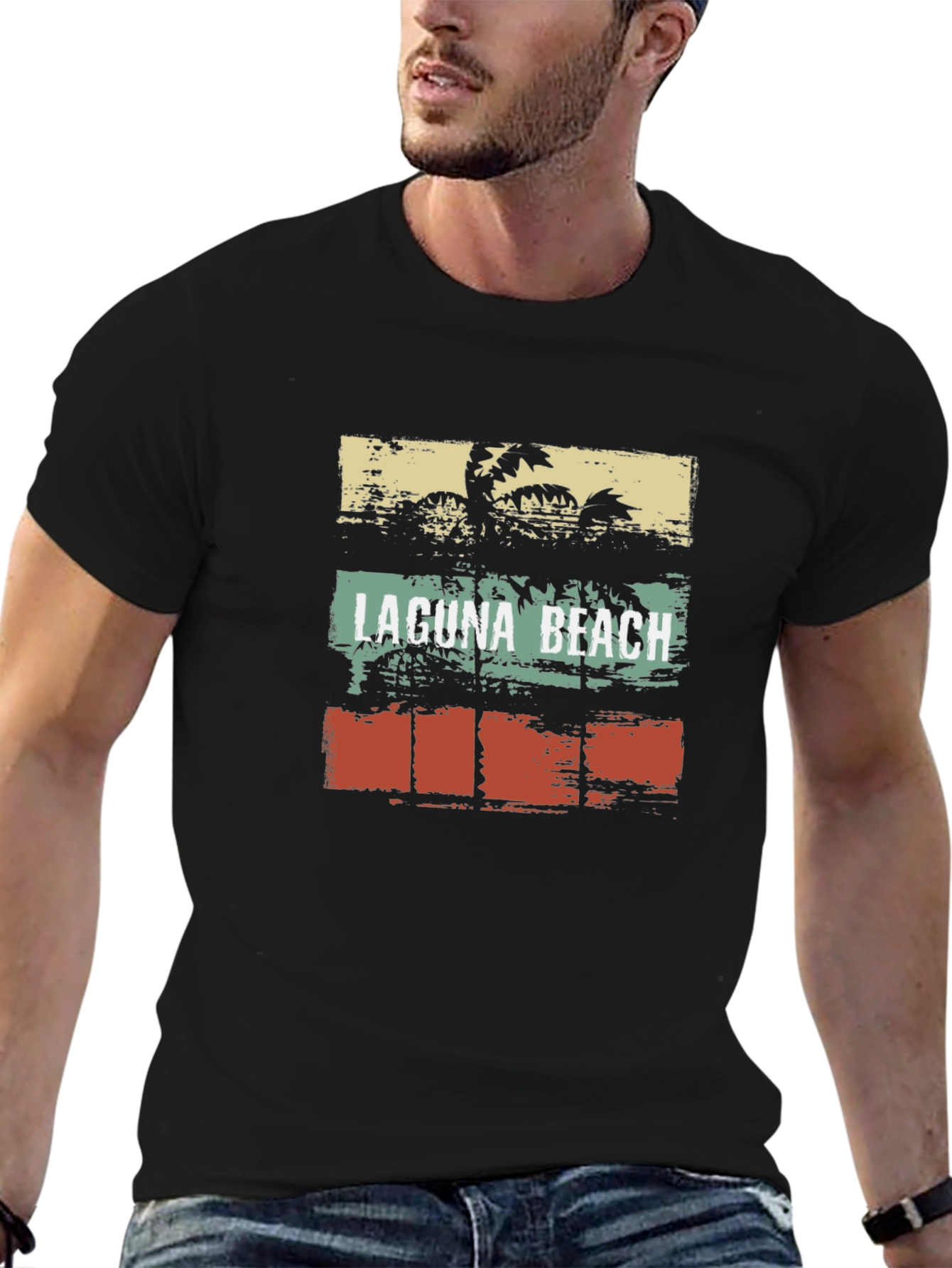 Laguna Beach Graphic T-Shirt Palm Tree Design