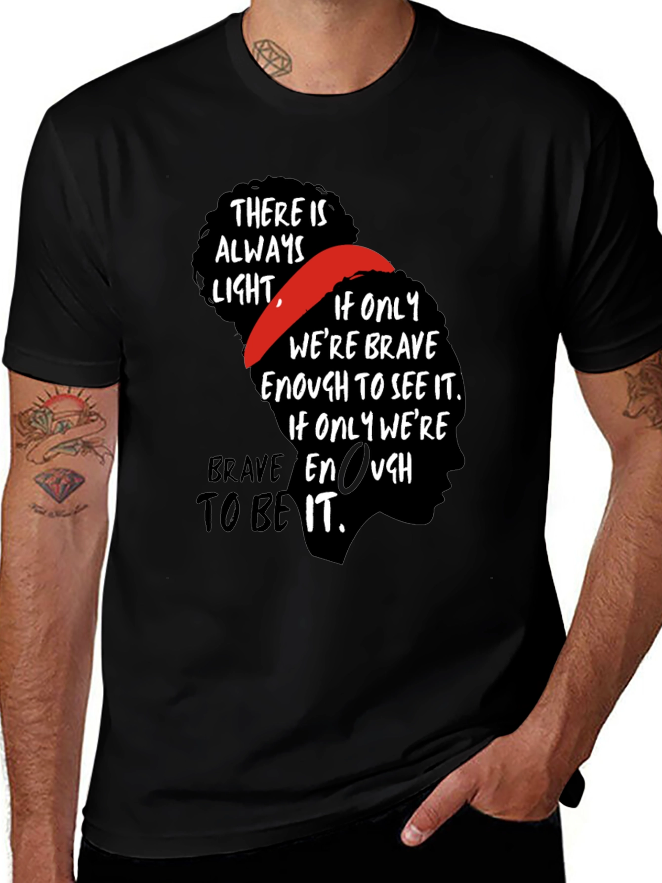 Inspirational Bravery Graphic Tee - Black