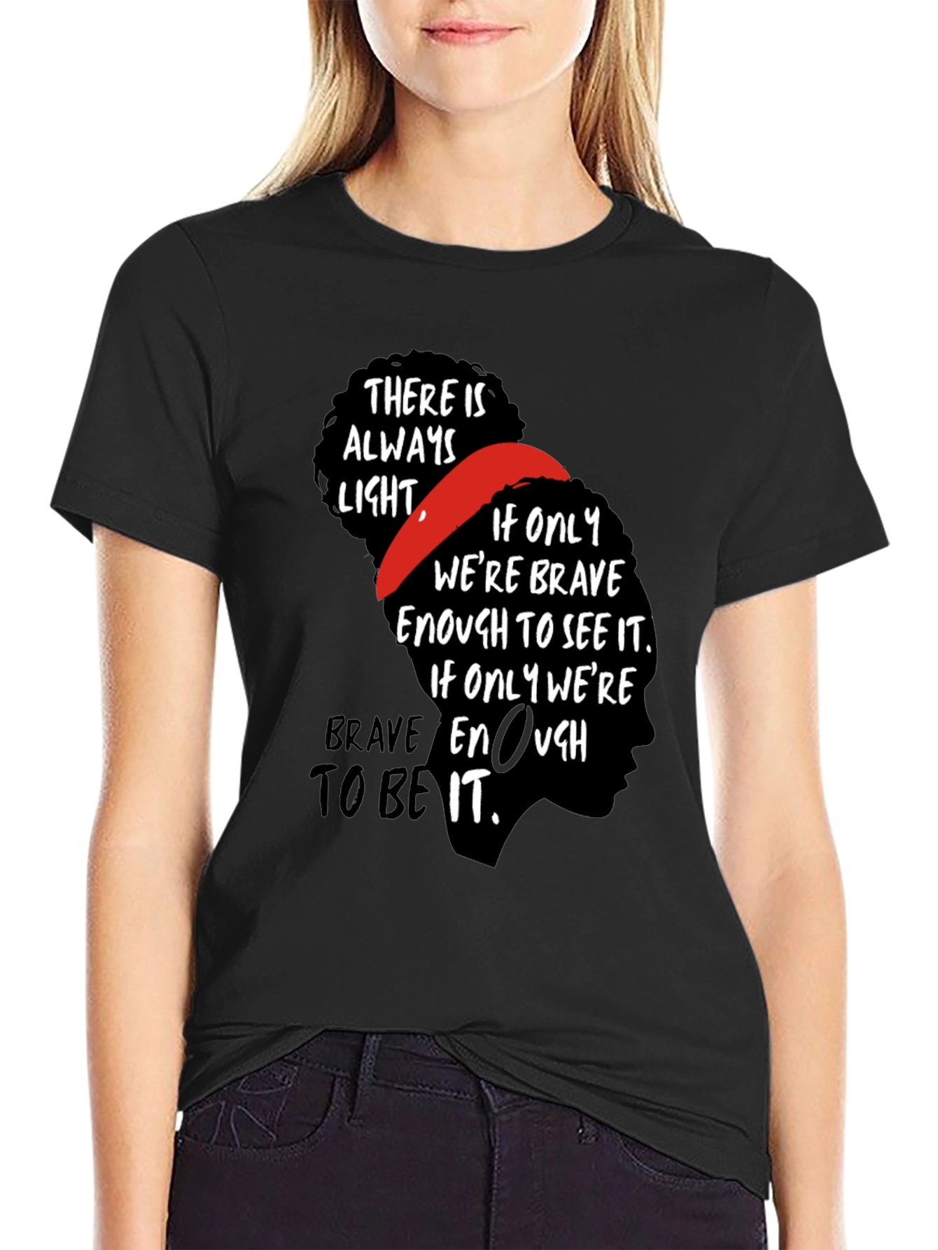 Inspirational Bravery Graphic Tee - Black