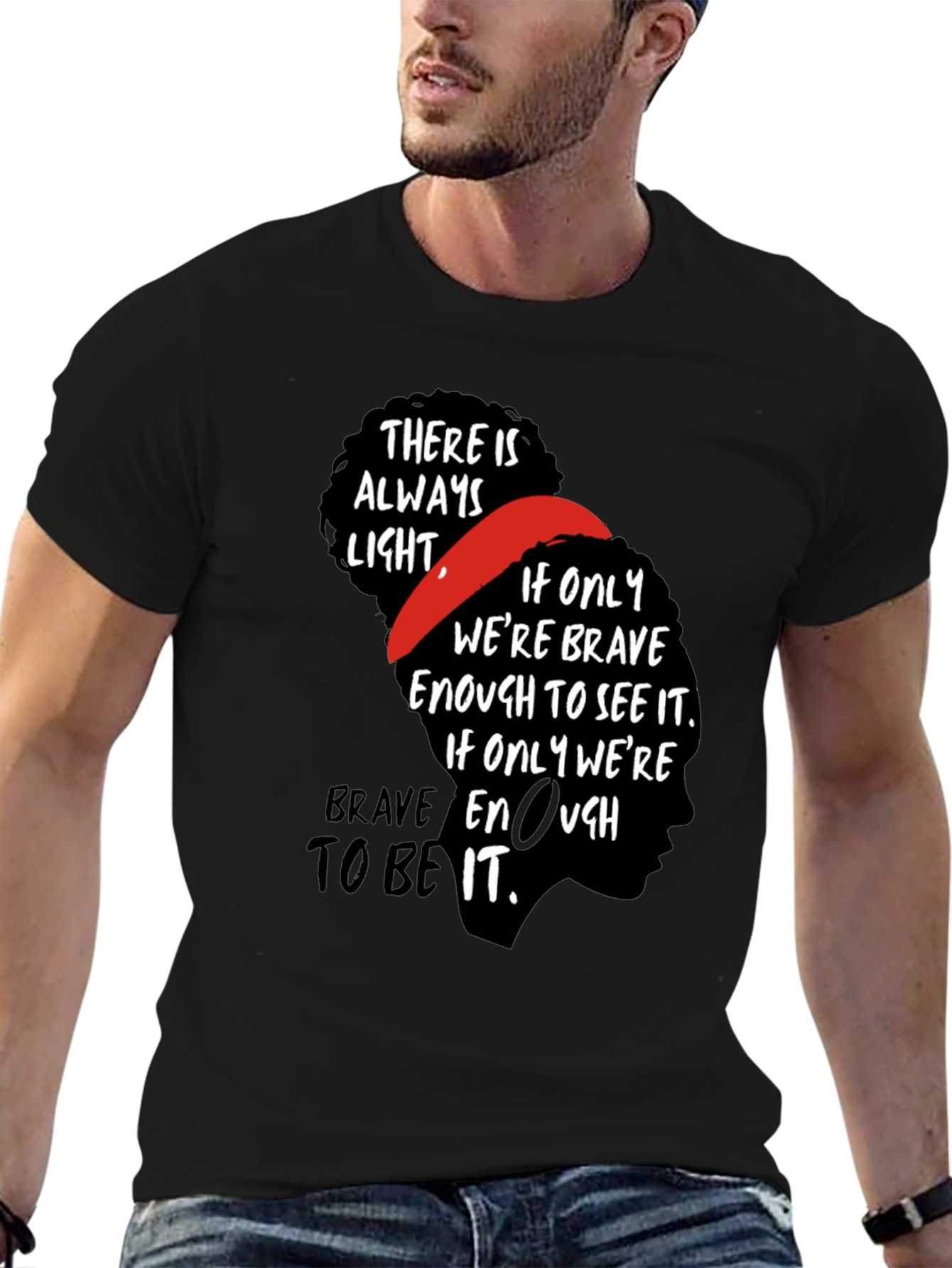 Inspirational Bravery Graphic Tee - Black
