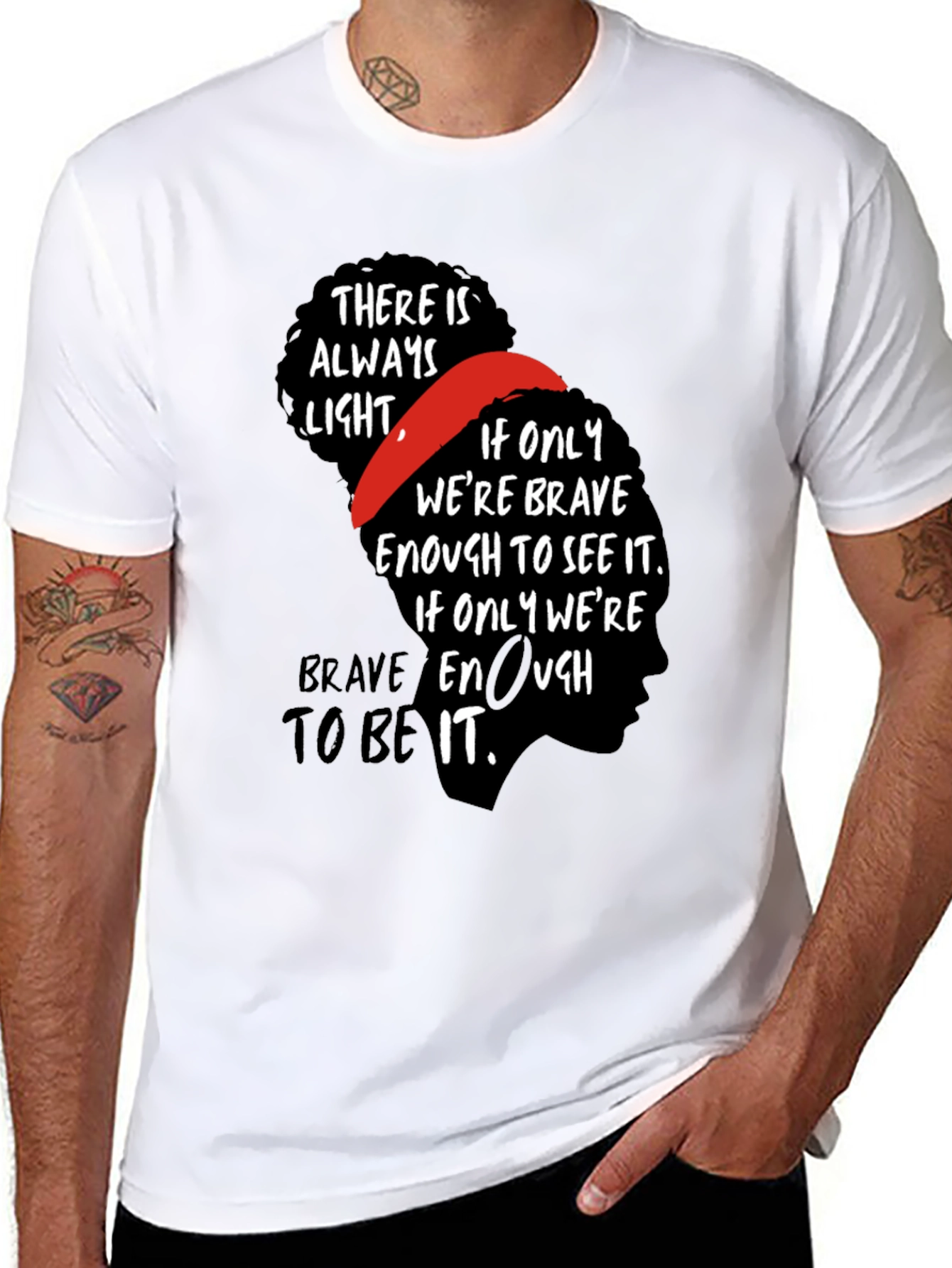 Inspirational Bravery Graphic Tee - Black