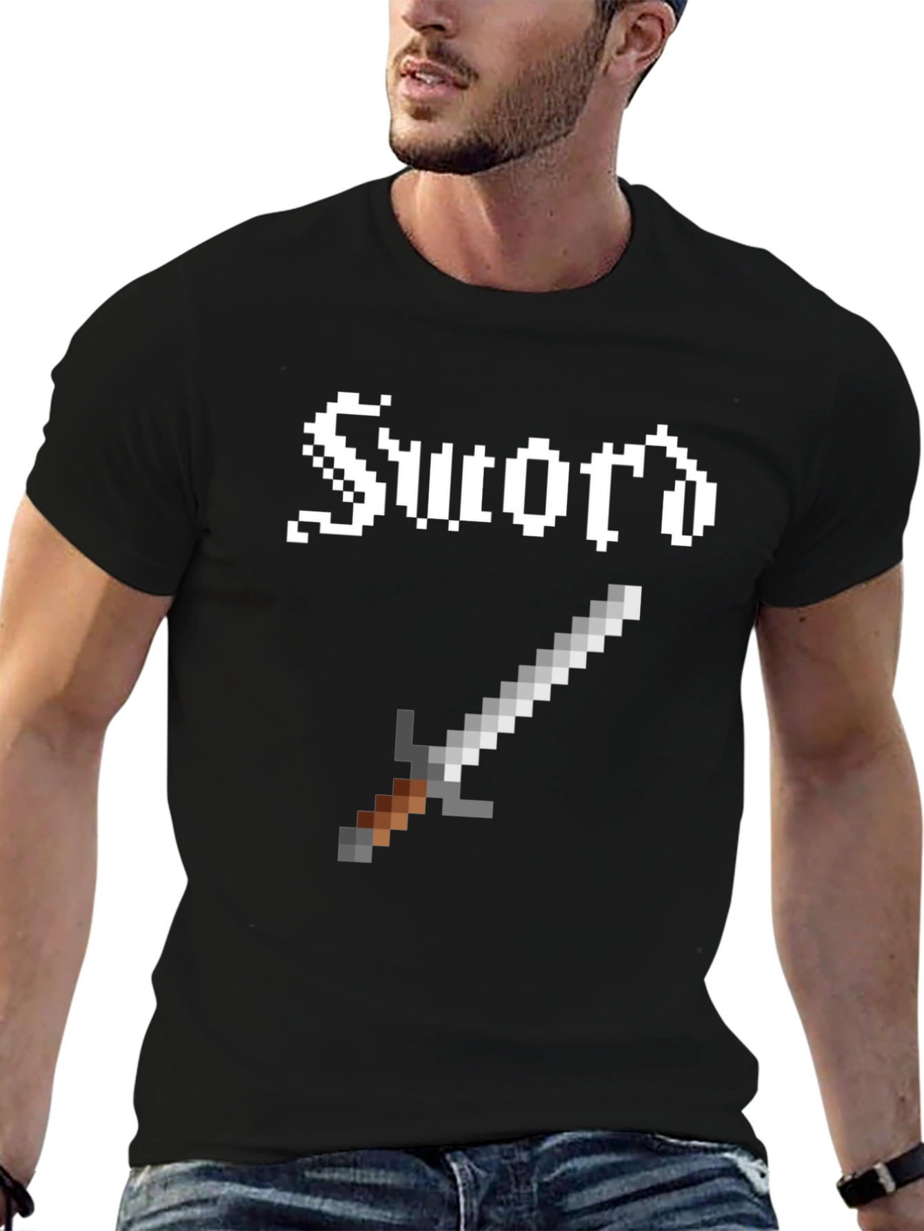 Pixel Sword Graphic Tee - Retro Gaming Shirt