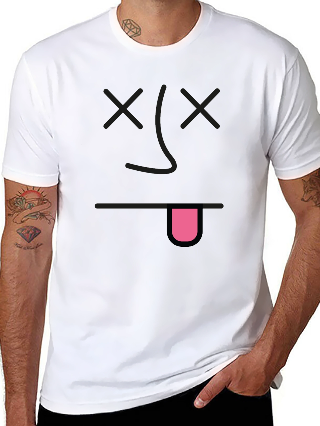 Funny Dead Face Graphic Black T-Shirt