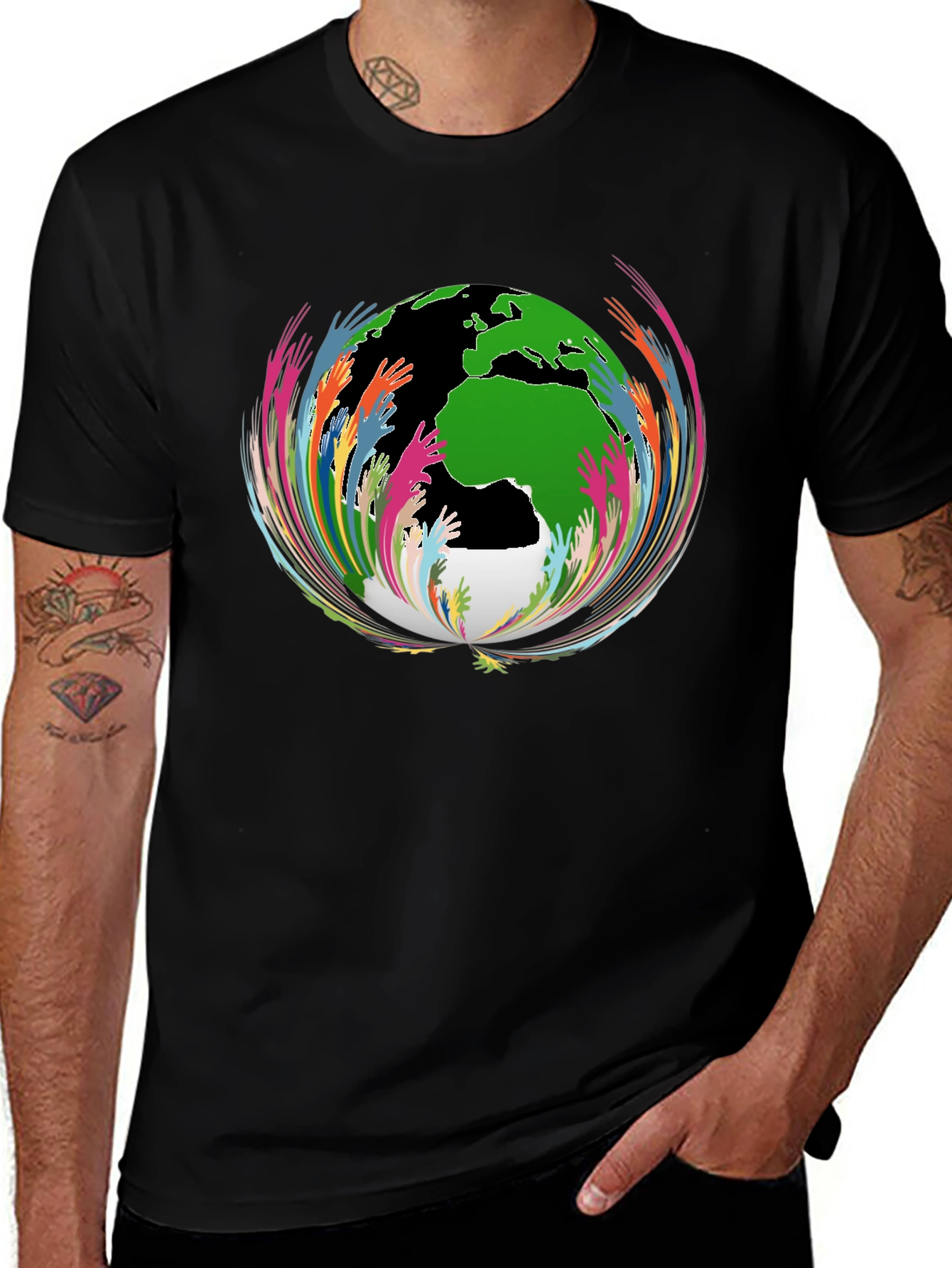 Unity Globe Graphic T-Shirt - Black