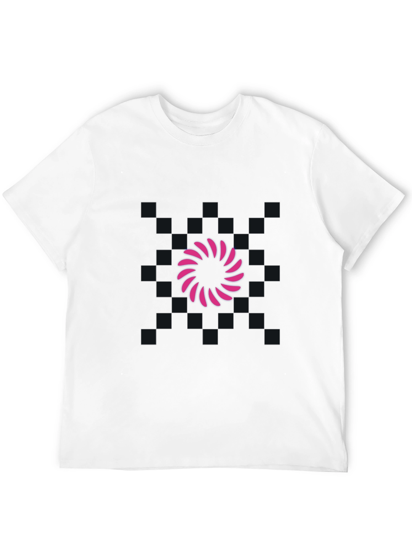 Mens Black T-Shirt - Pink Swirl Graphic