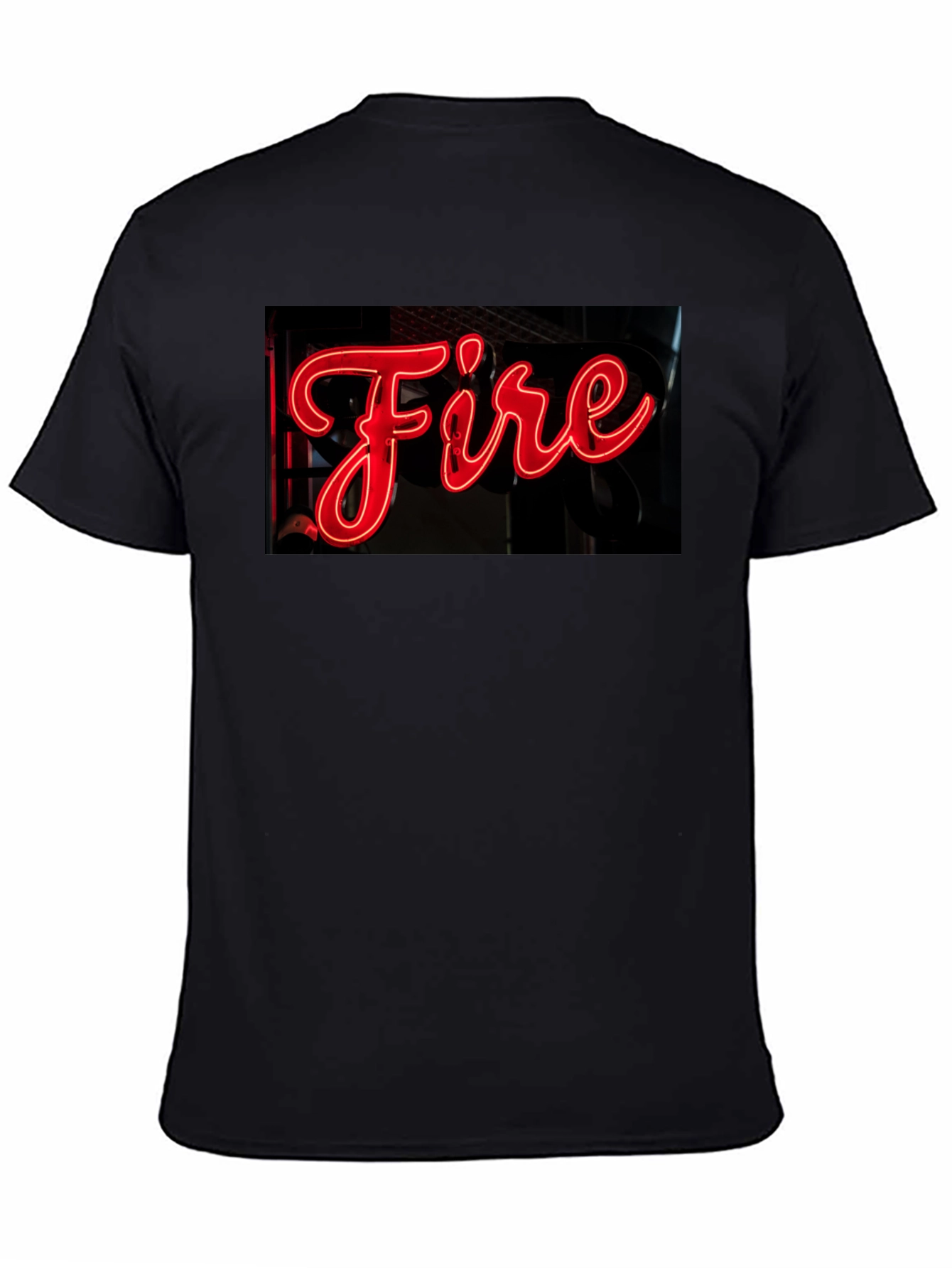 Fiery Graphic Tee - Neon Sign Black T-Shirt