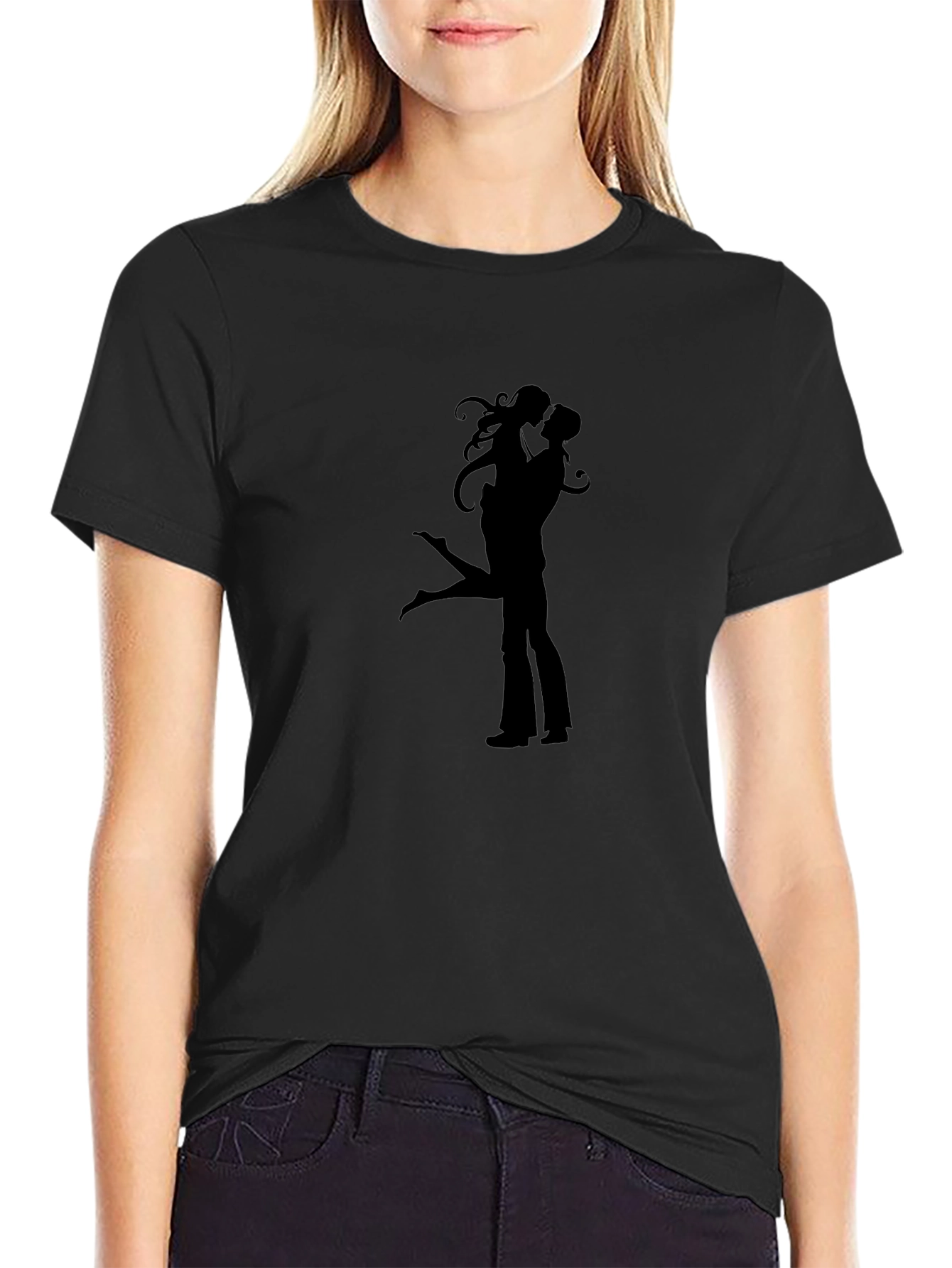 Silhouette Lovers Black Graphic Tee Shirt