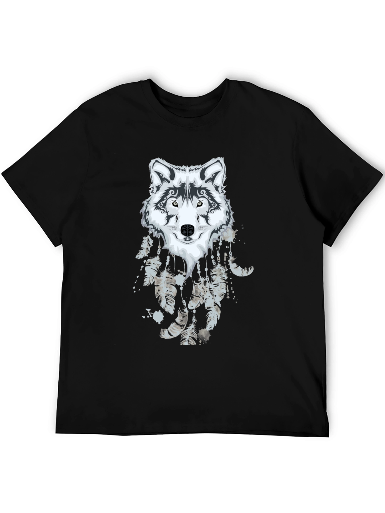 Wolf Dreamcatcher Graphic Black T-Shirt
