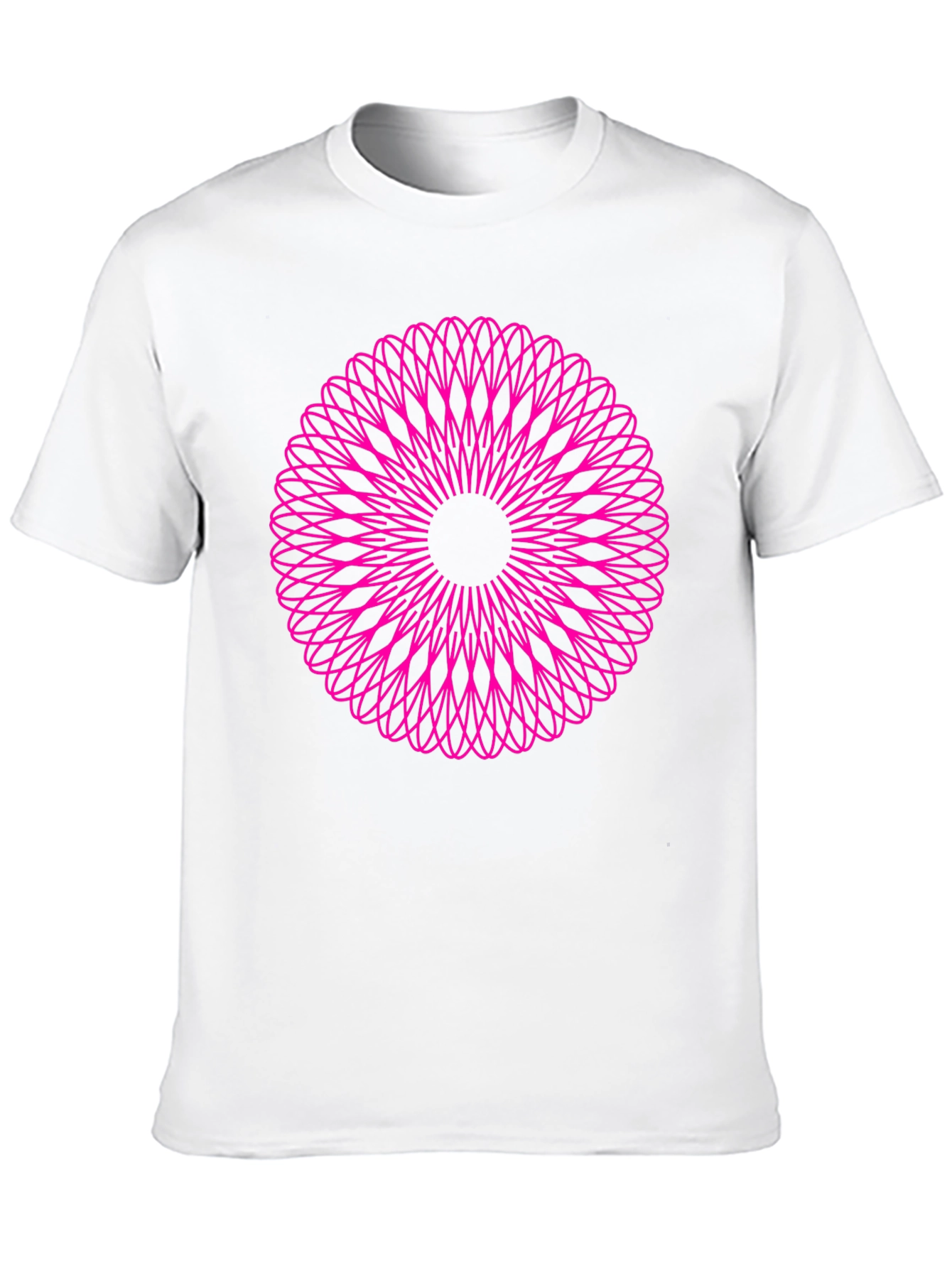 Abstract Pink Mandala Graphic Black T-Shirt