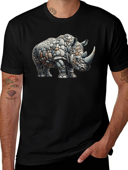 Rhino Rock Art Graphic Tee - Unique Design