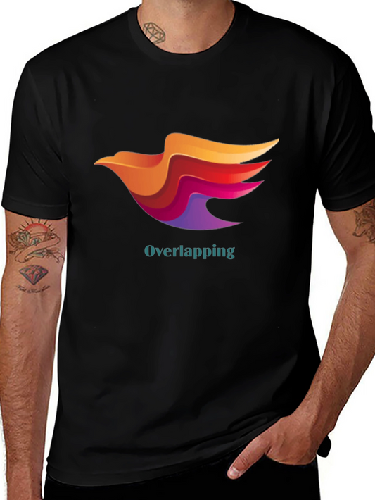Stylish Black T-Shirt with Overlapping Bird Design