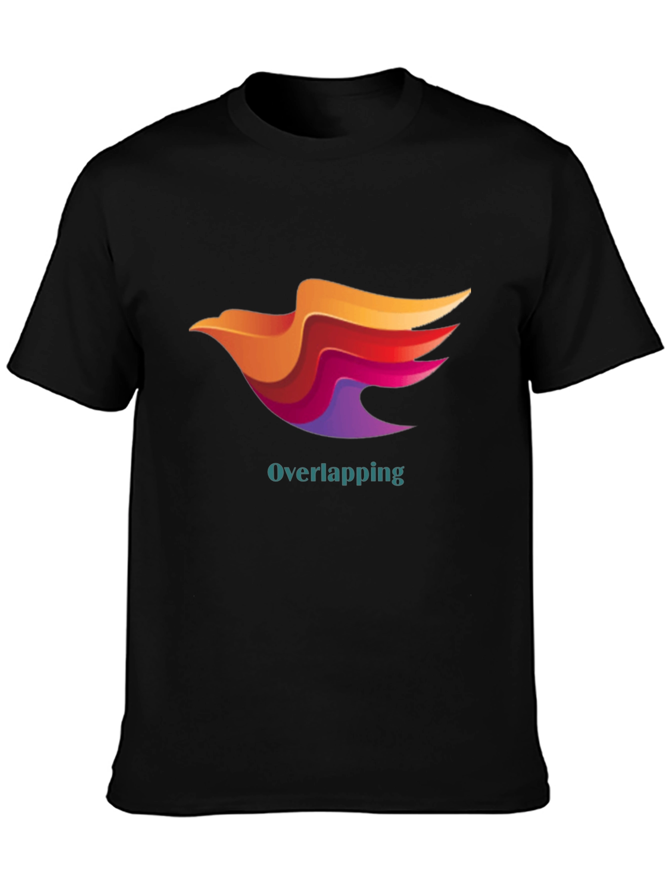 Stylish Black T-Shirt with Overlapping Bird Design