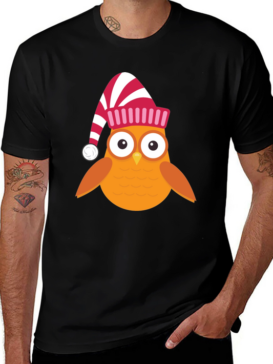 Festive Owl T-Shirt - Holiday Cartoon Tee