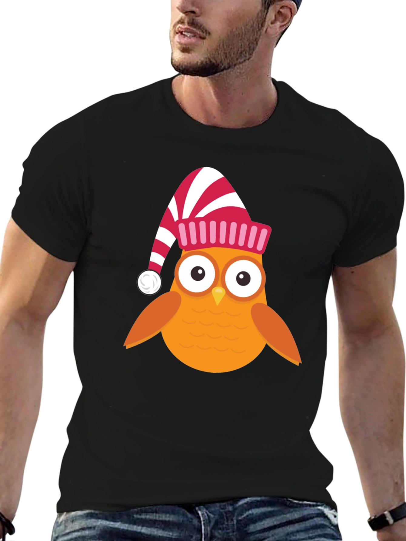 Festive Owl T-Shirt - Holiday Cartoon Tee
