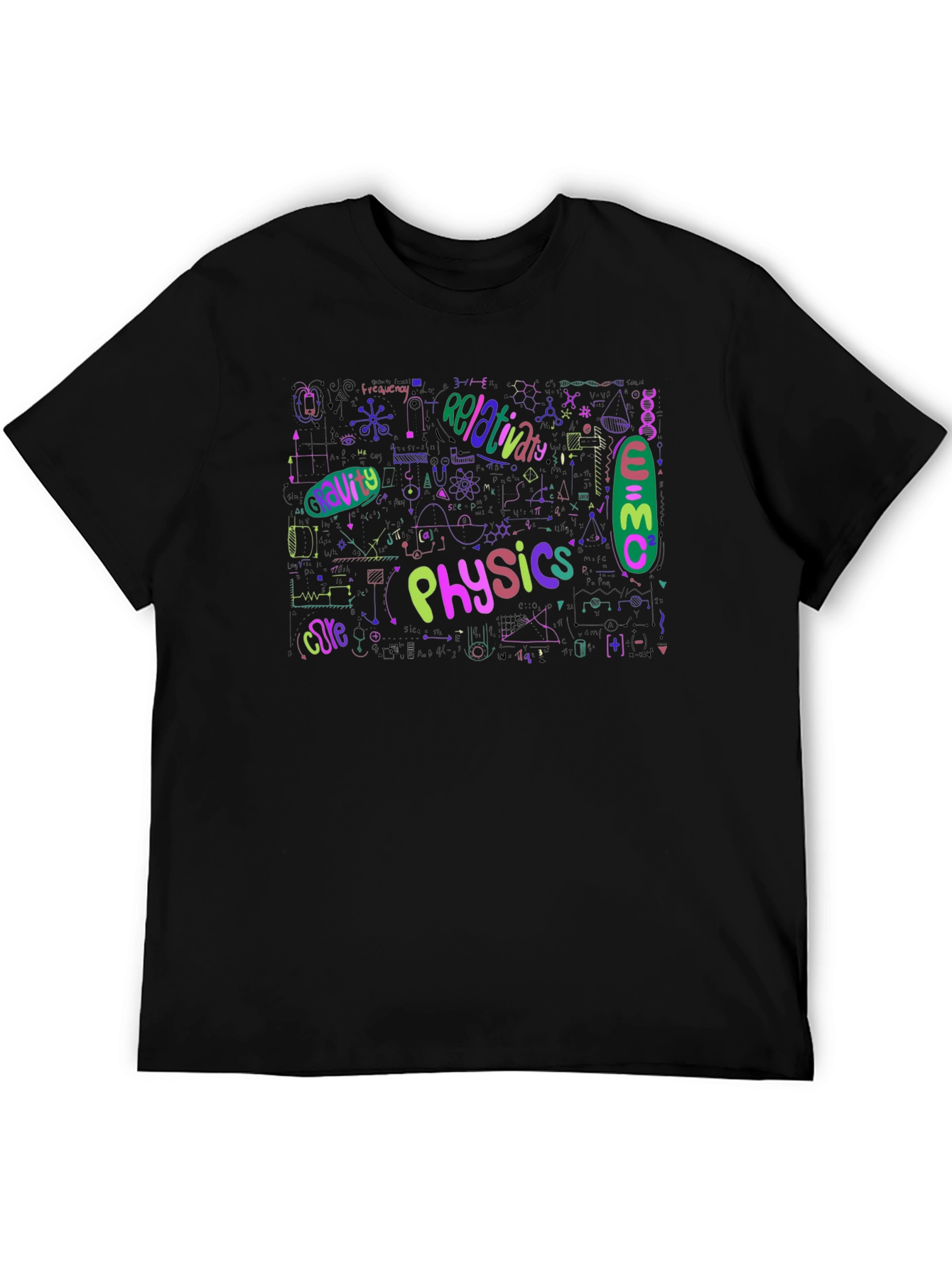 Physics Formula Graphic Print Black T-Shirt