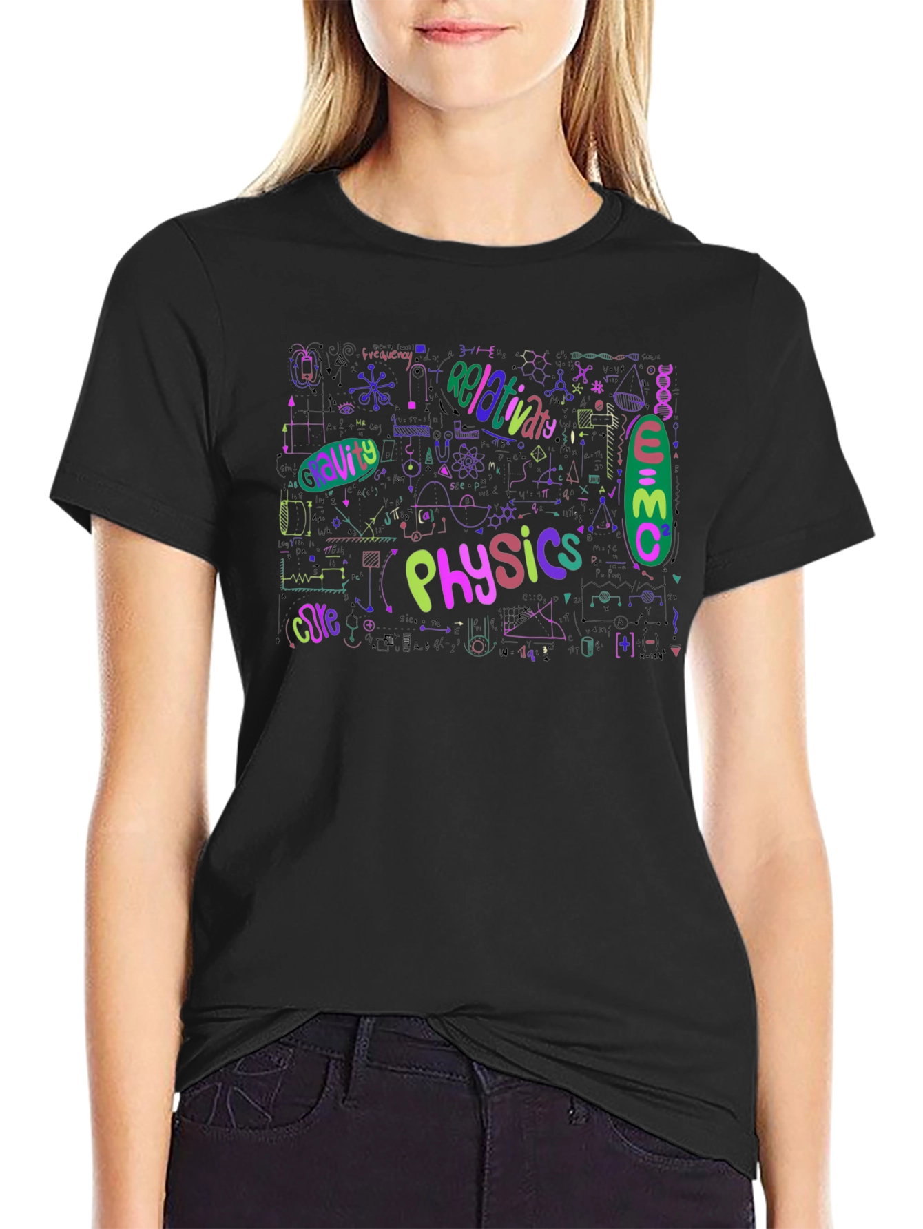 Physics Formula Graphic Print Black T-Shirt