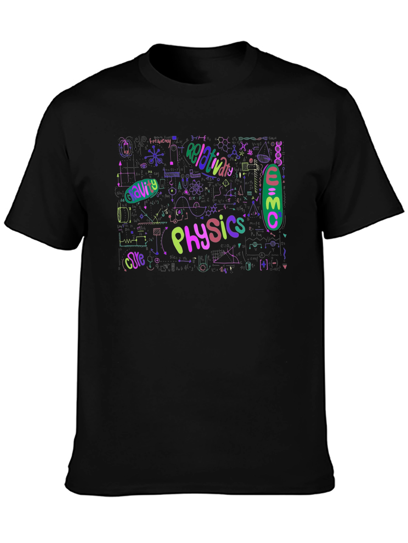 Physics Formula Graphic Print Black T-Shirt