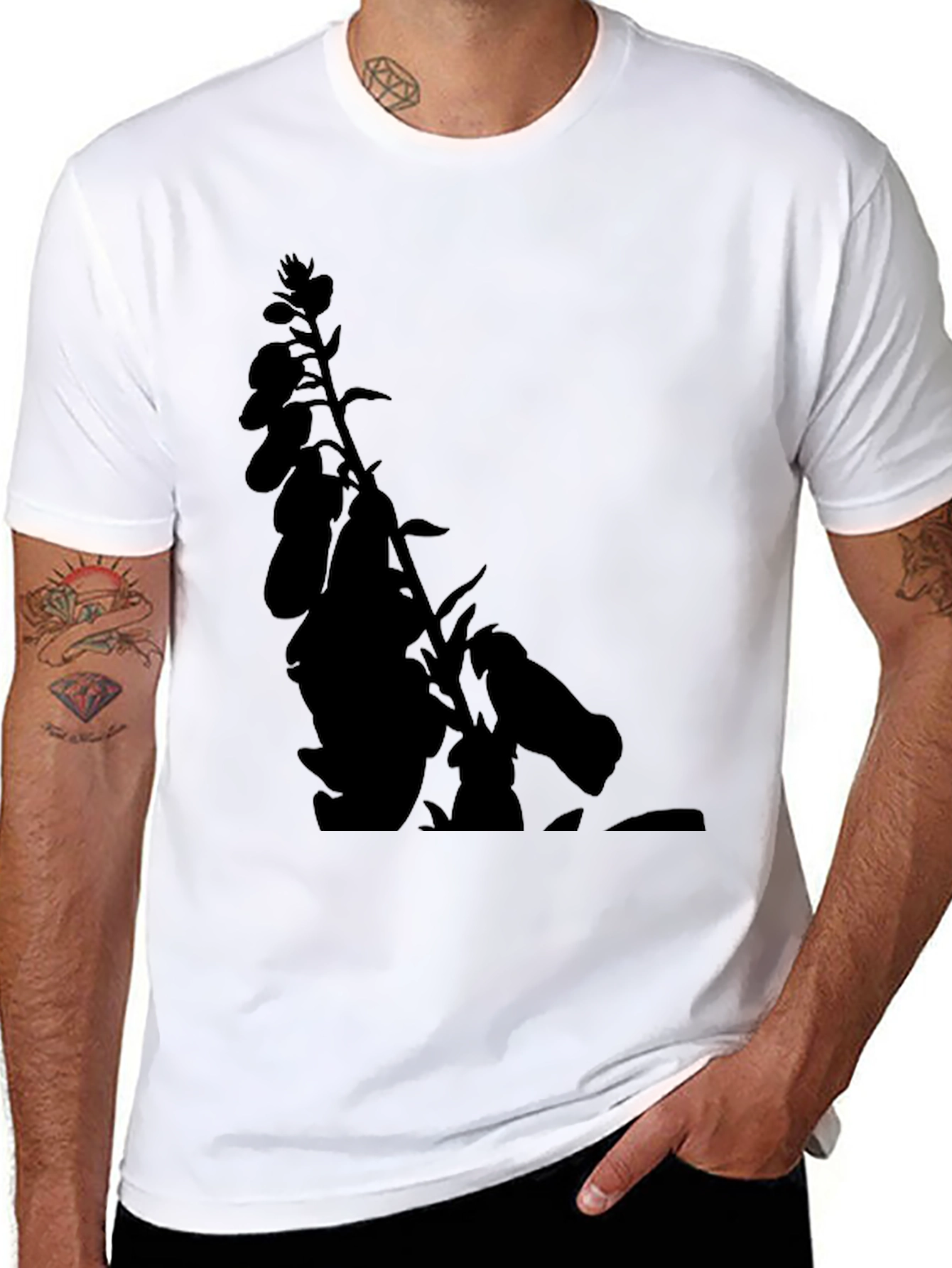 Black Floral Silhouette T-Shirt