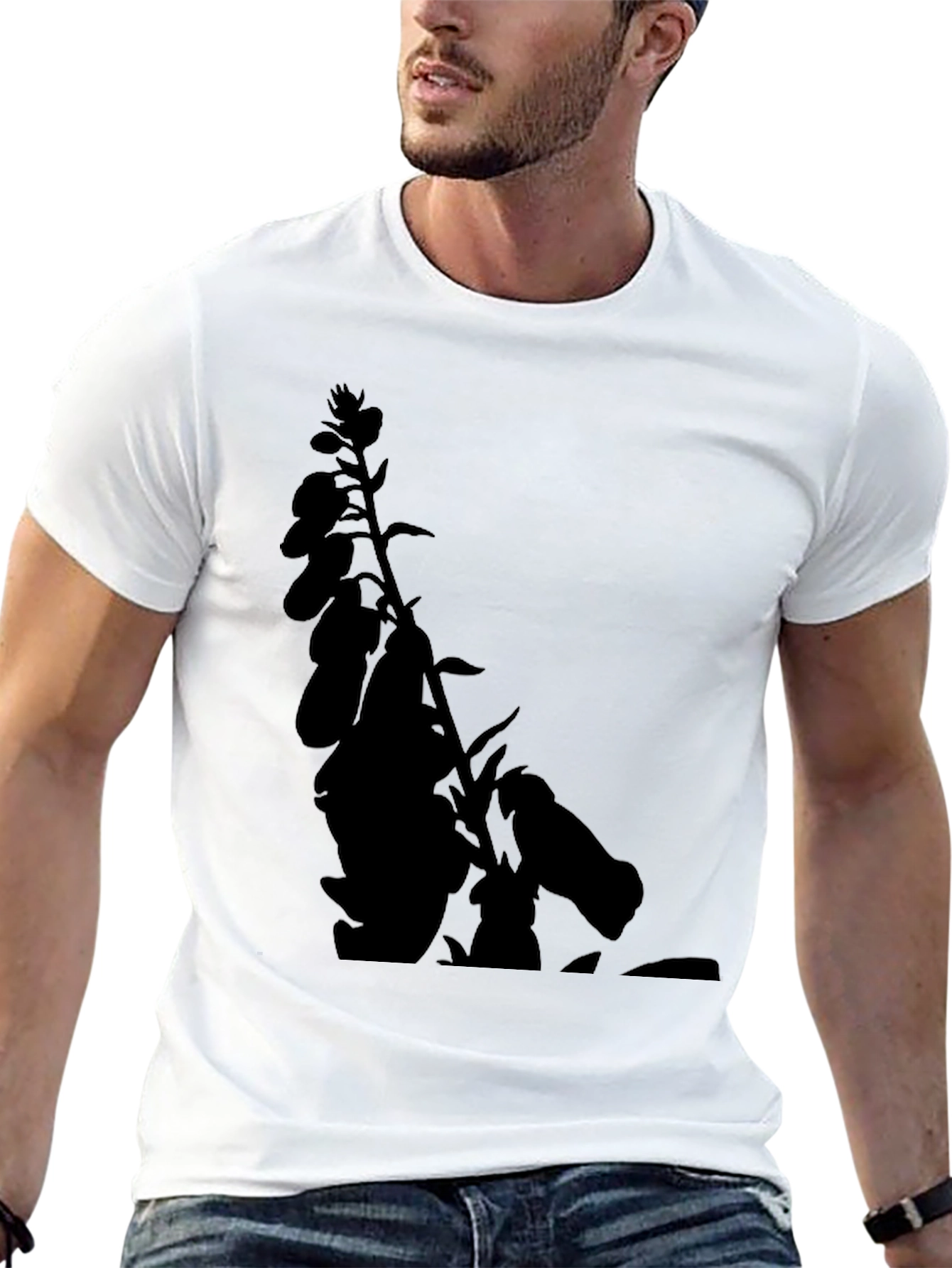 Black Floral Silhouette T-Shirt