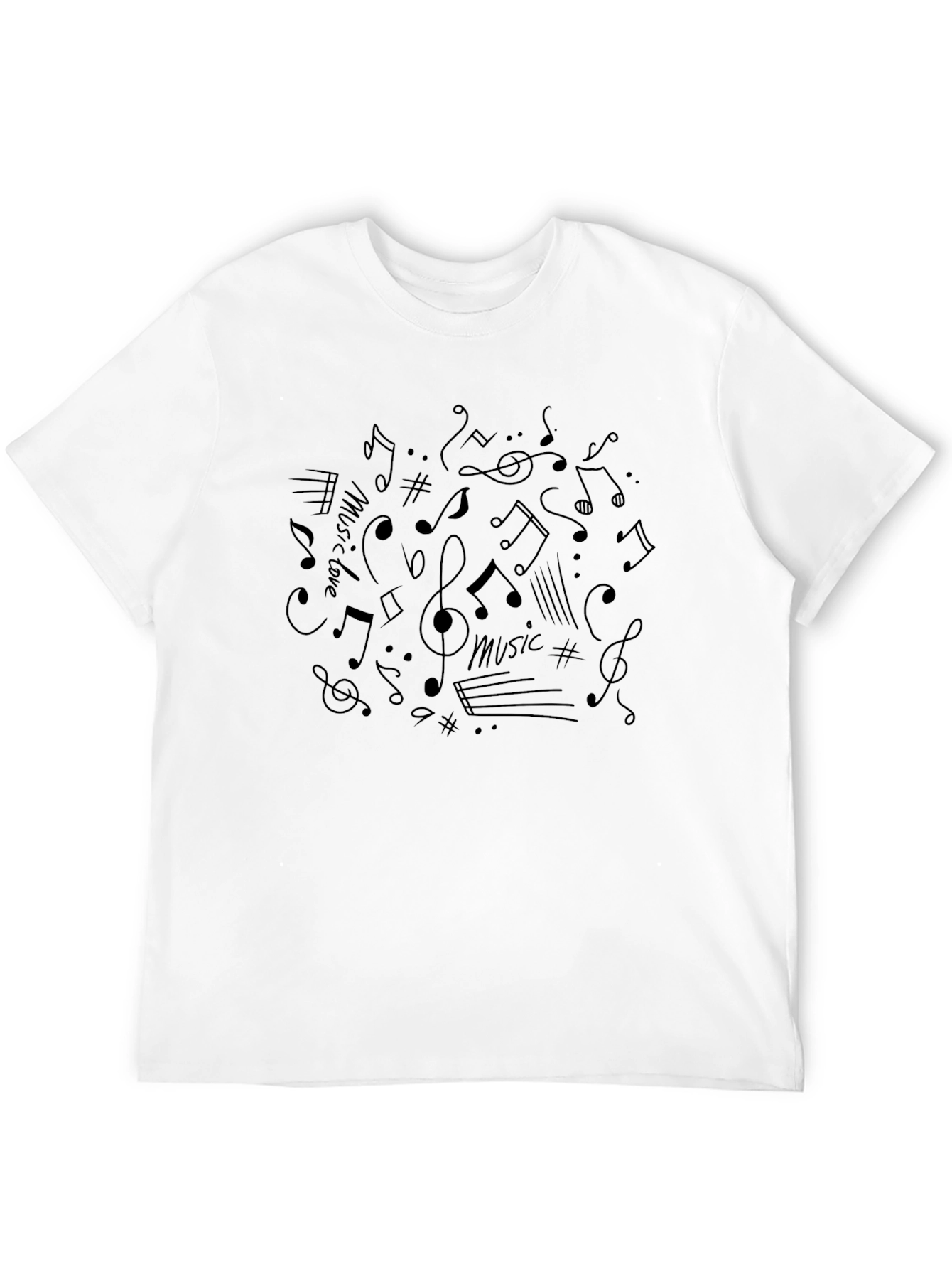 Music Notes Graphic Print Crew Neck T-Shirt