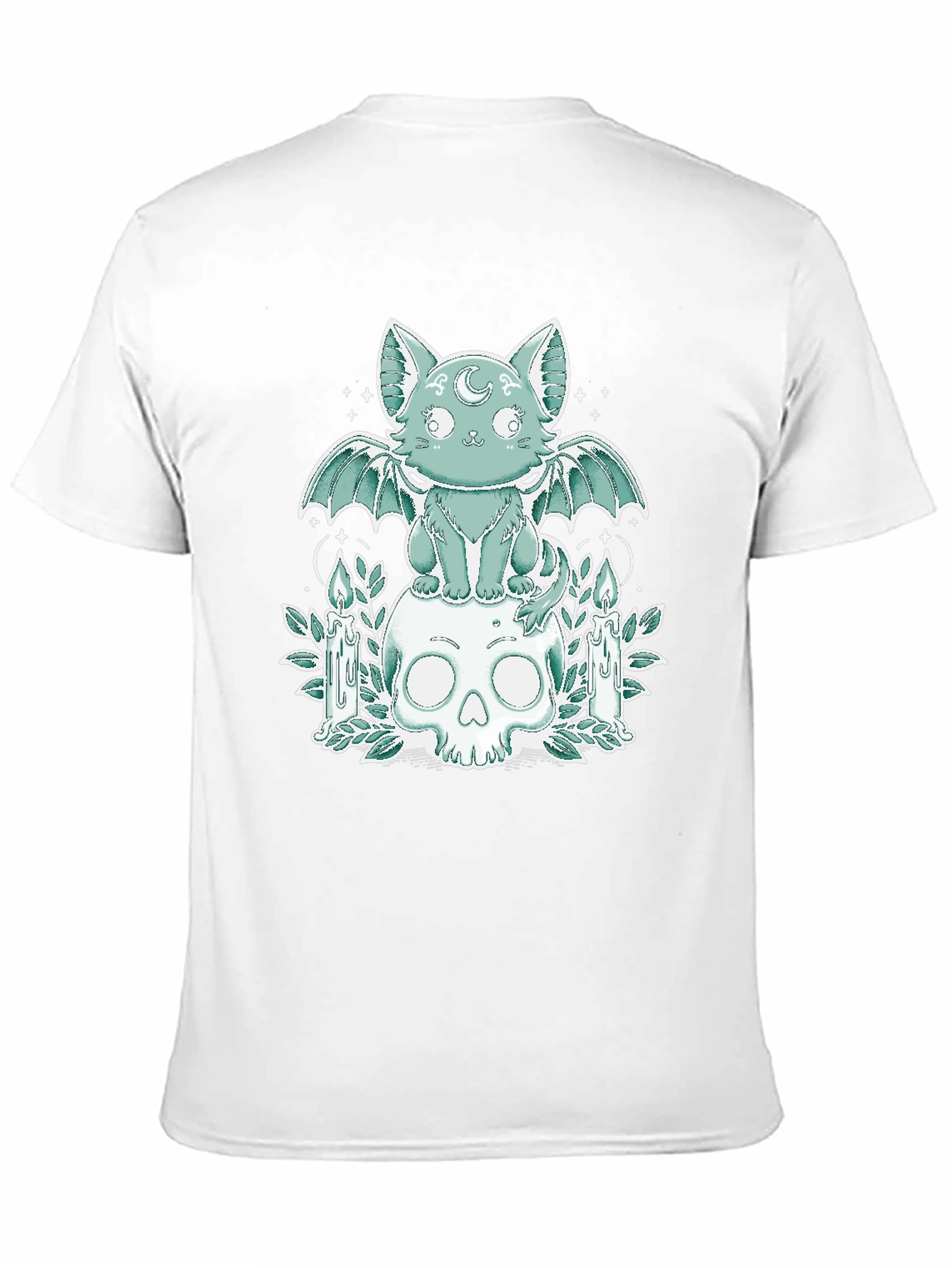 Gothic Cat Bat Wings Skull T-Shirt