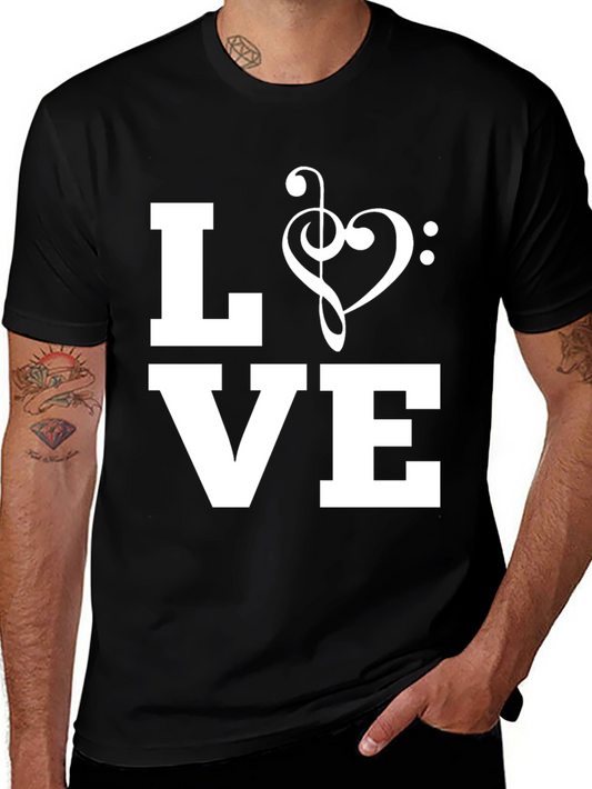 Music Love Graphic T-Shirt - Black