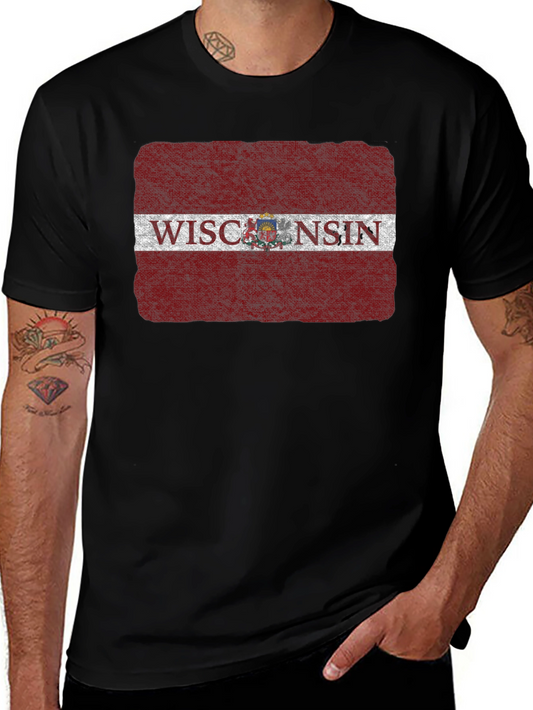 Wisconsin State Flag Graphic Tee - Distressed Print
