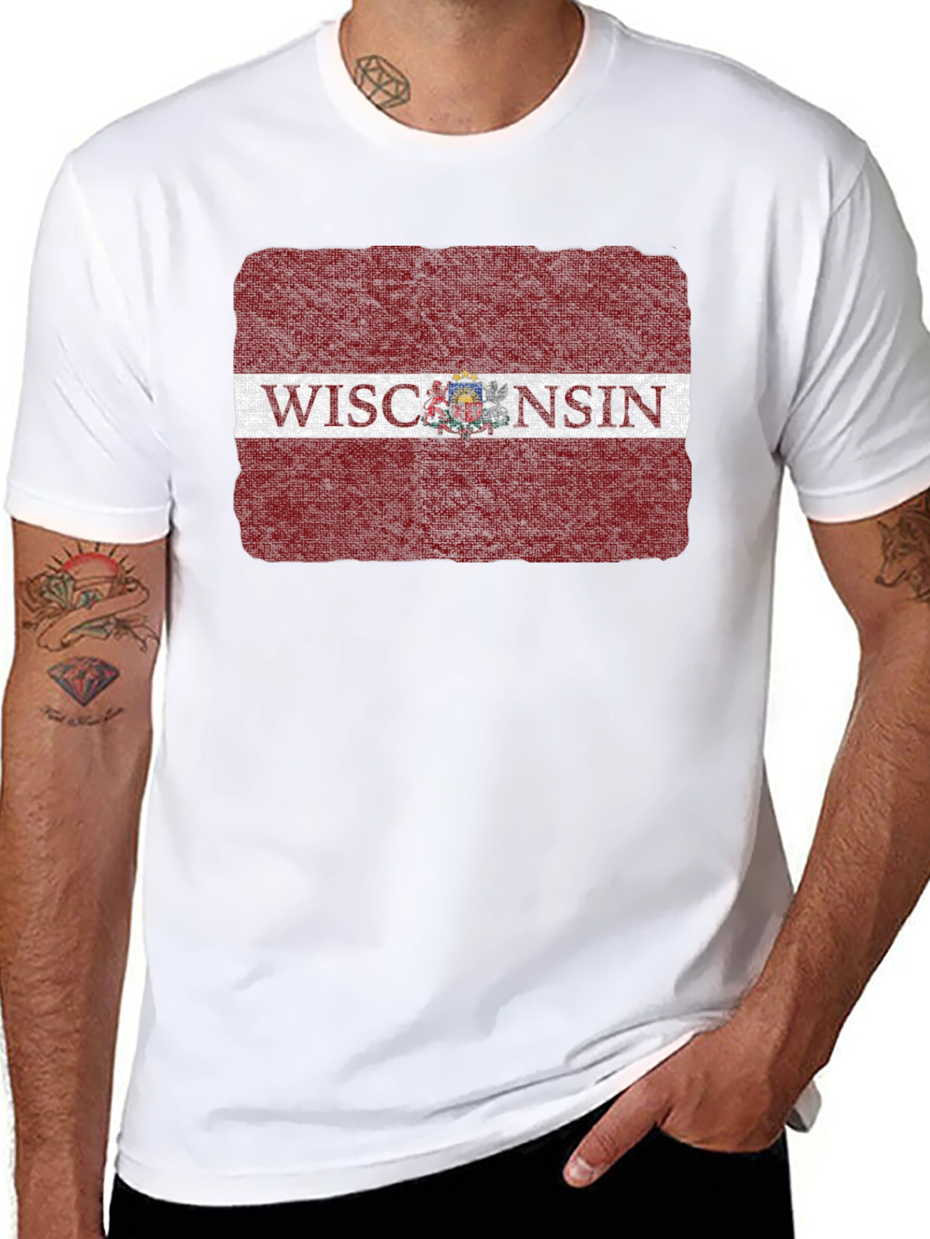 Wisconsin State Flag Graphic Tee - Distressed Print