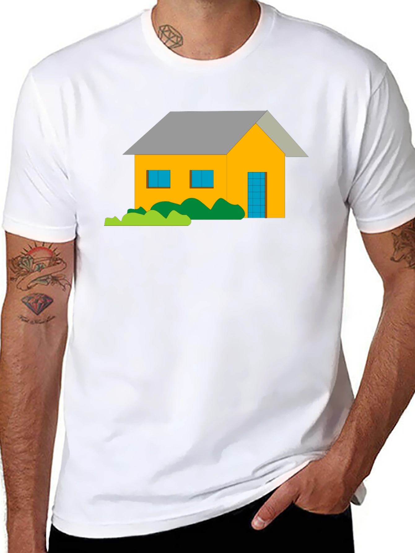 Cartoon House Graphic Tee - Black
