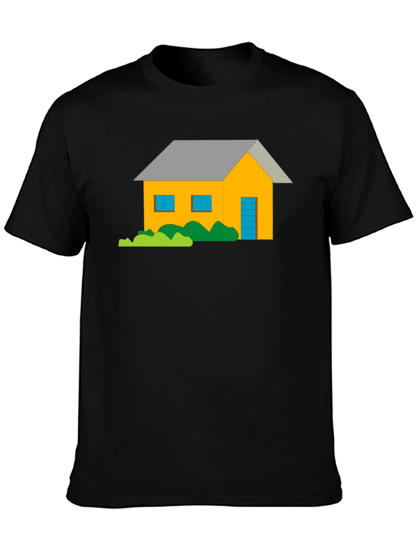 Cartoon House Graphic Tee - Black