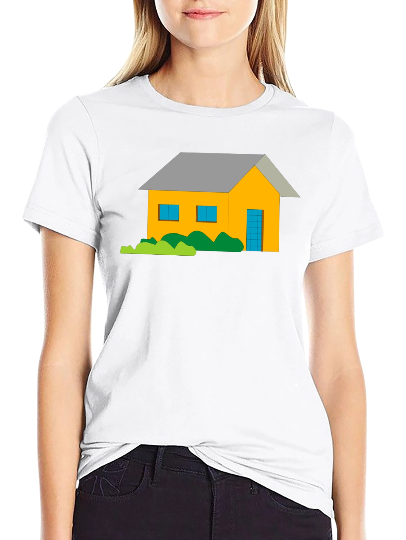 Cartoon House Graphic Tee - Black