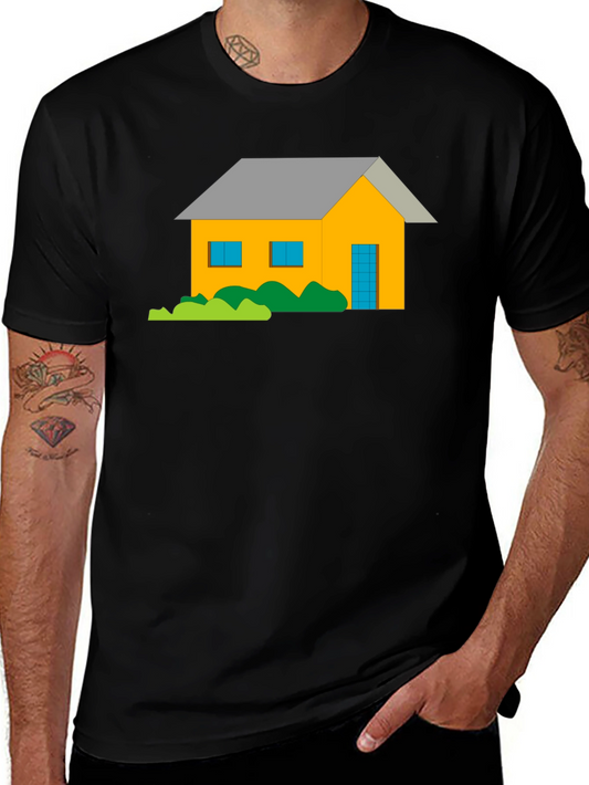 Cartoon House Graphic Tee - Black